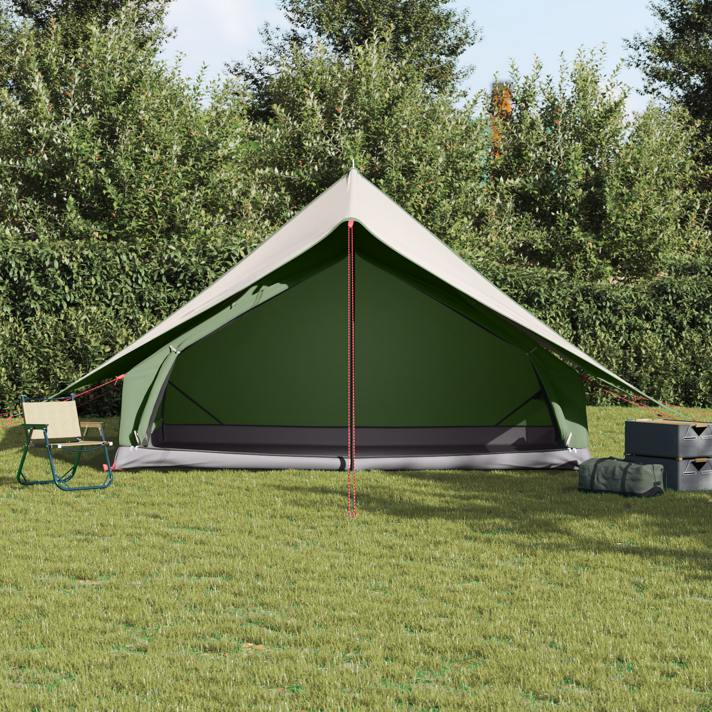 Family Tent with Roof Green and White 315 x 286 x 200 cm