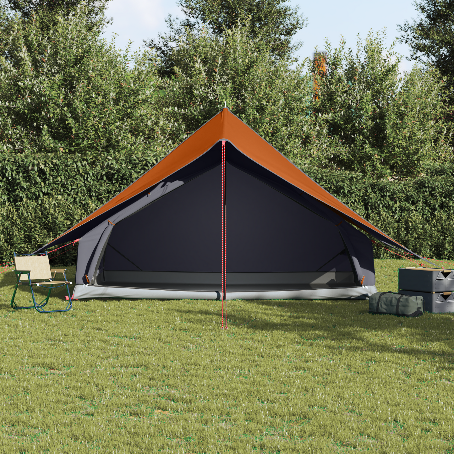 Family Tent with Roof Grey and Orange 315 x 286 x 200 cm