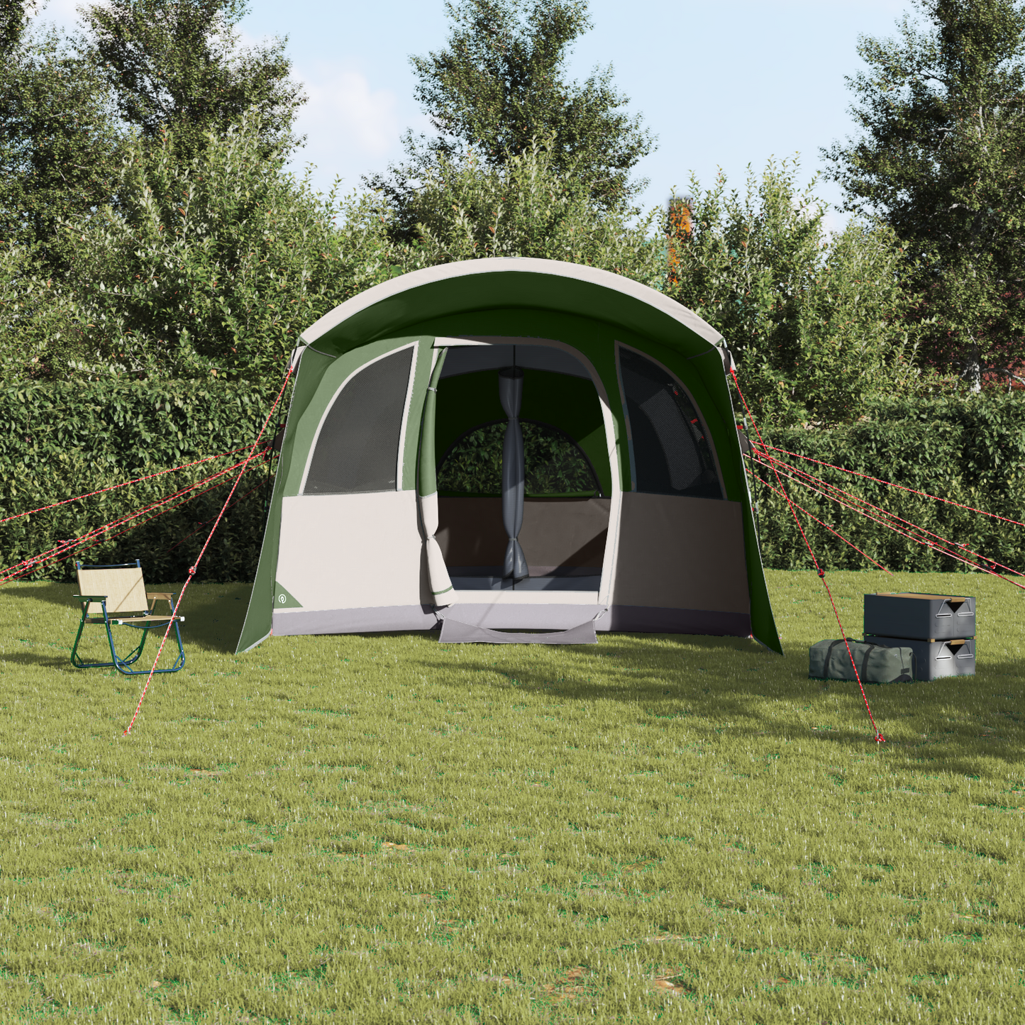 Family Tent with Roof Green and White 576 x 325 x 213 cm
