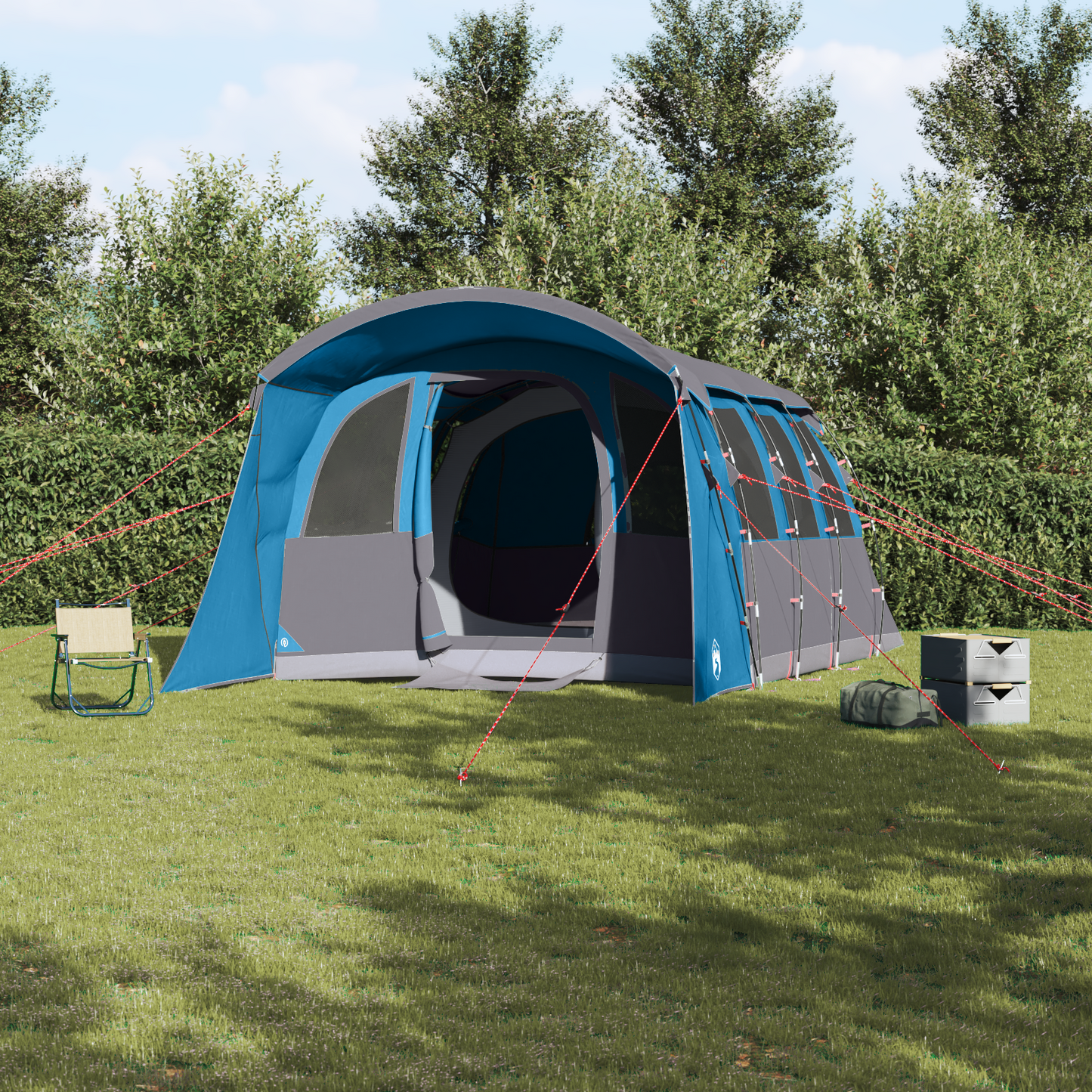 Family Tent with Roof Blue and Grey 576 x 325 x 213 cm