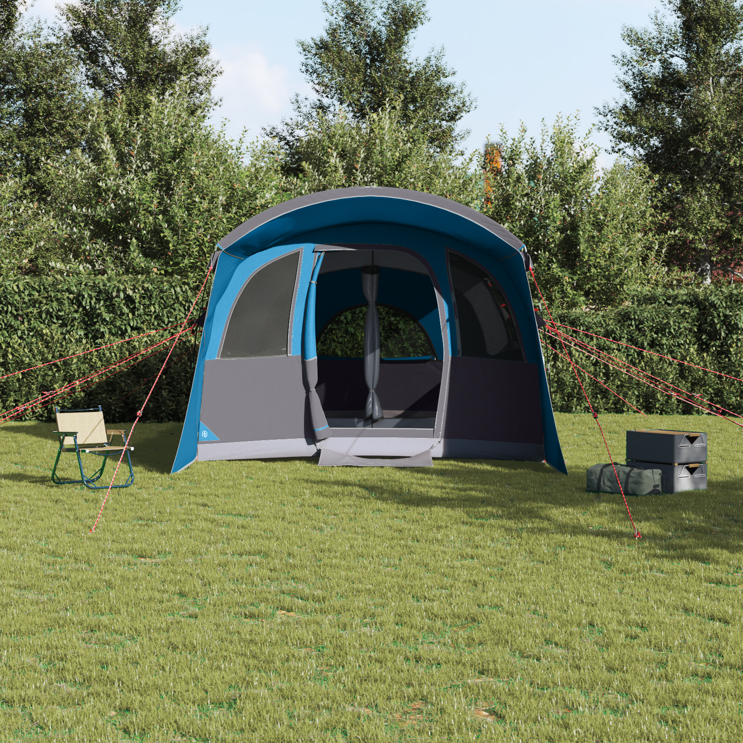 Family Tent with Roof Blue and Grey 576 x 325 x 213 cm