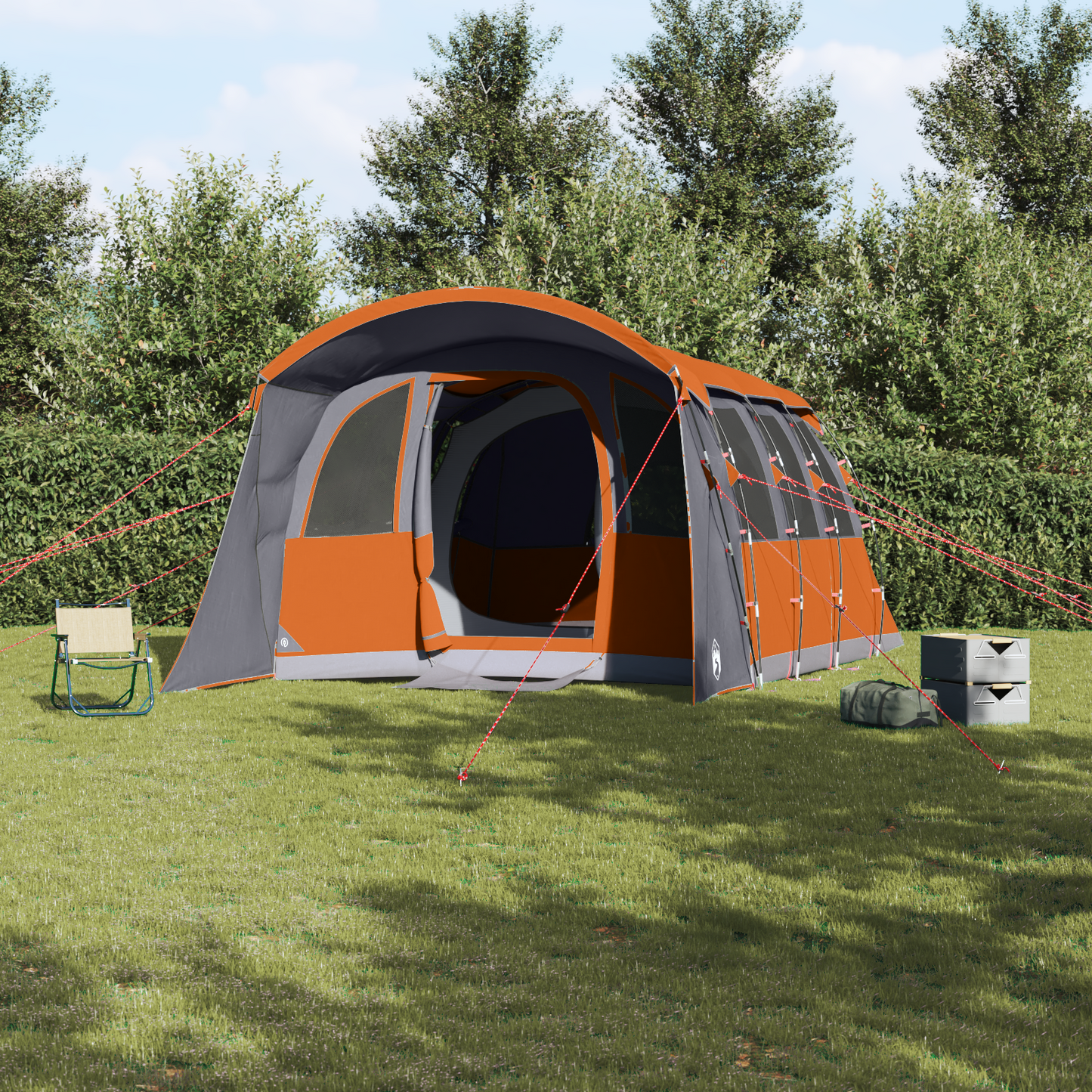 Family Tent with Roof Grey and Orange 576 x 325 x 213 cm