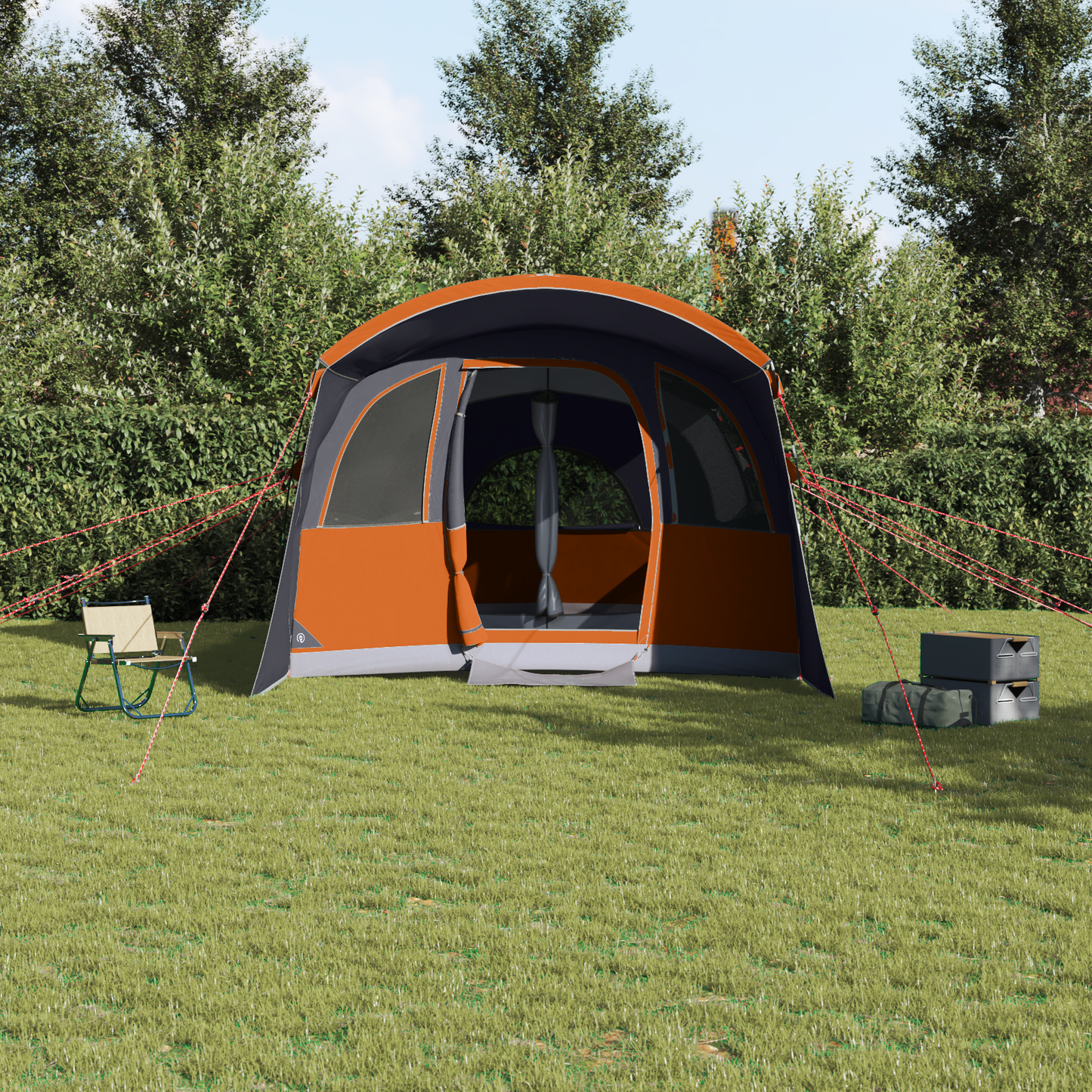 Family Tent with Roof Grey and Orange 576 x 325 x 213 cm