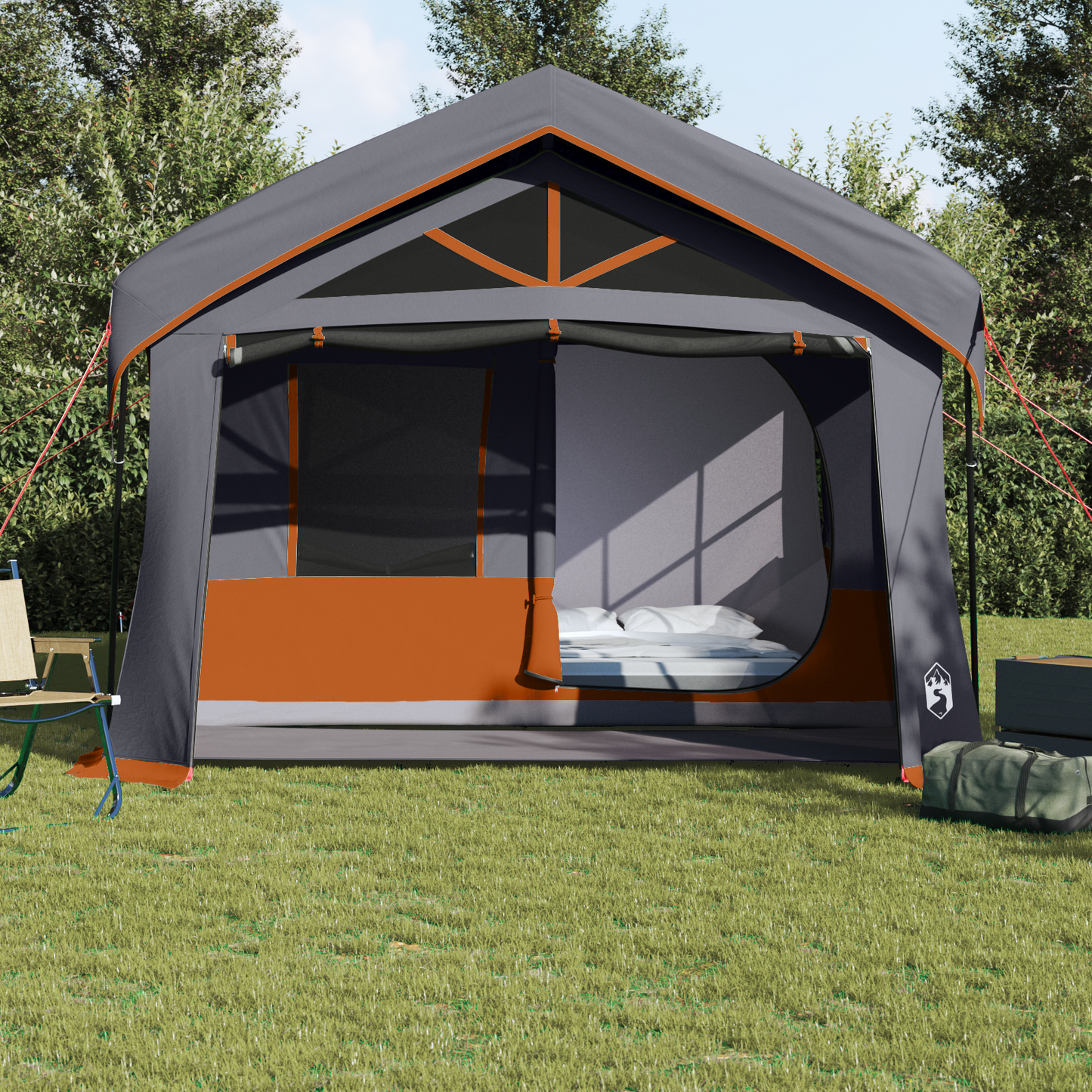 Family Tent Grey and Orange 620 x 322 x 240 cm Polyester