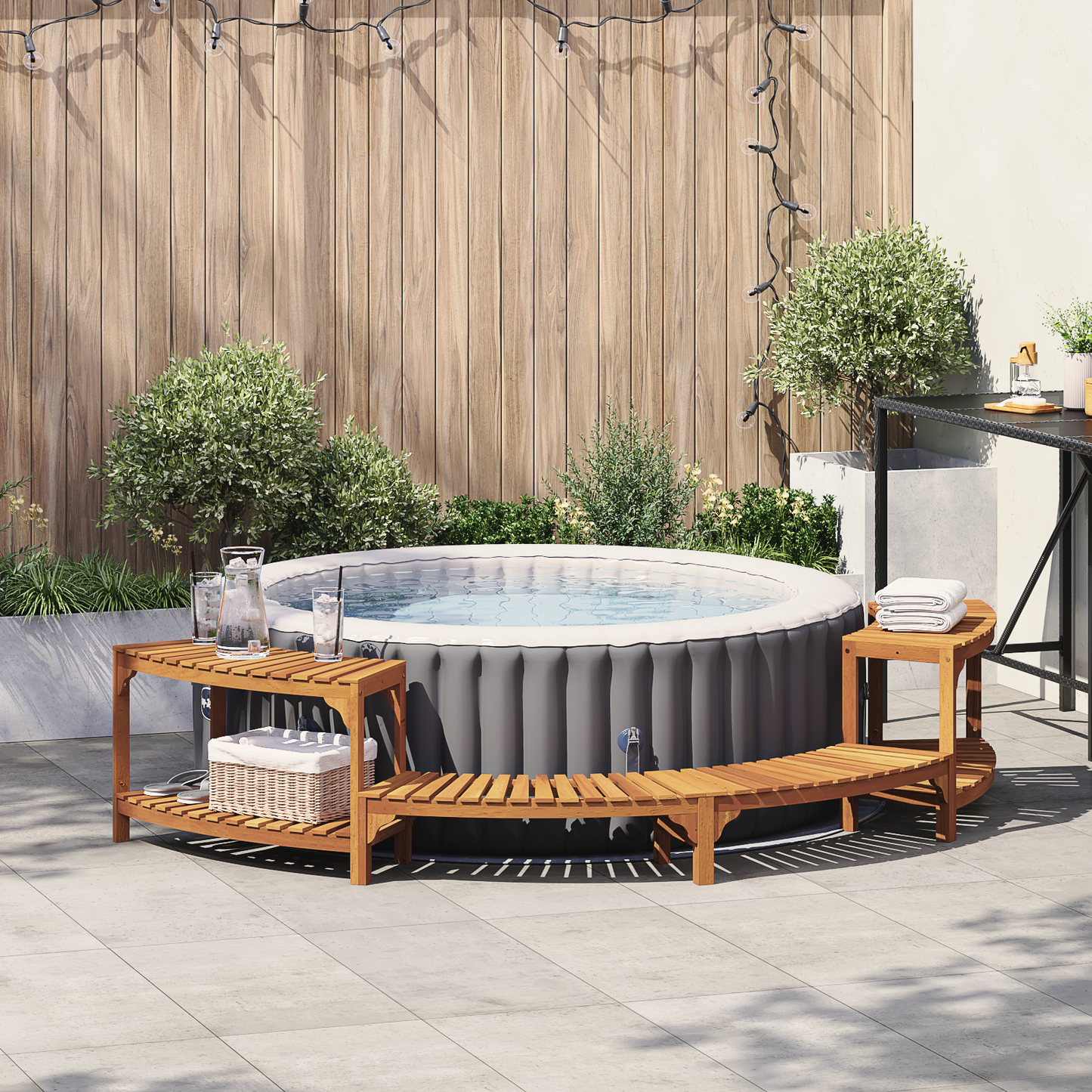 Hot Tub Surround Half-Round Brown 272 x 120 x 55.5 cm