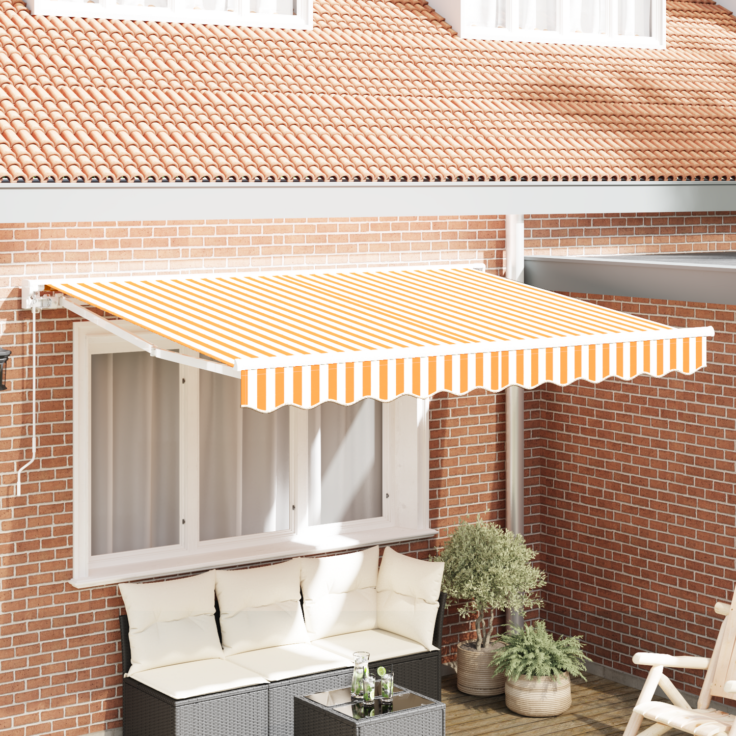 Awning Replacement Fabric Yellow and White 3.5 x 2 m Polyester