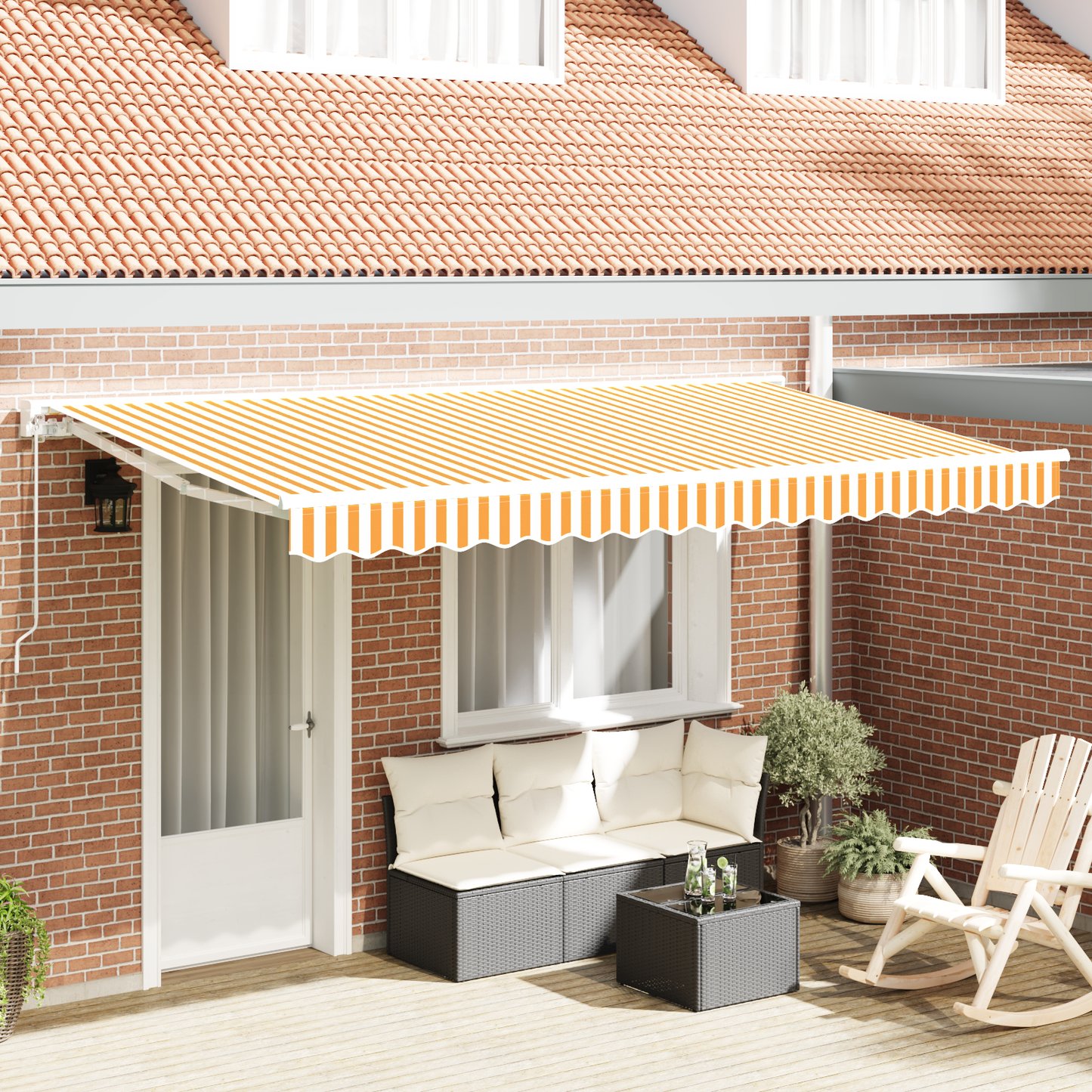 Awning Replacement Fabric Yellow and White 4 x 2 m Polyester