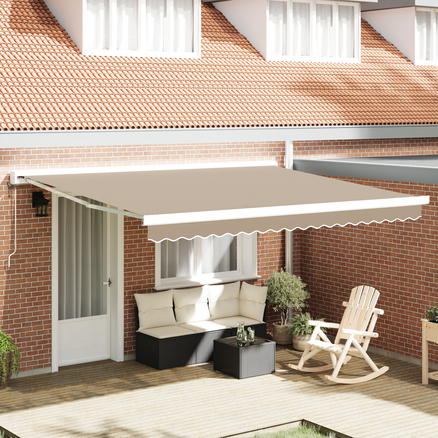 Awning Replacement Fabric Beige 4 x 3.5 m Polyester