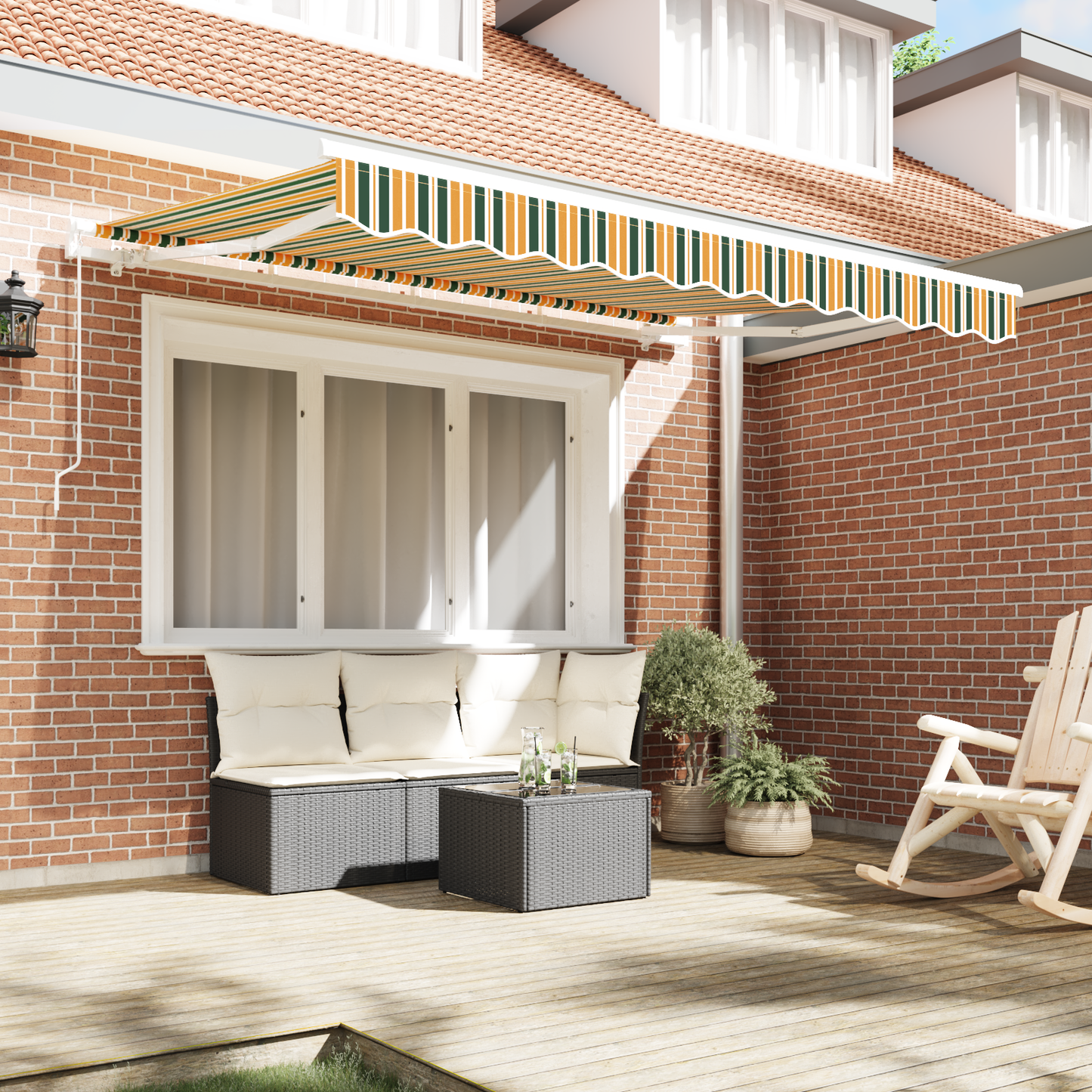 Awning Replacement Fabric Green and yellow 3.5 x 2.5 m