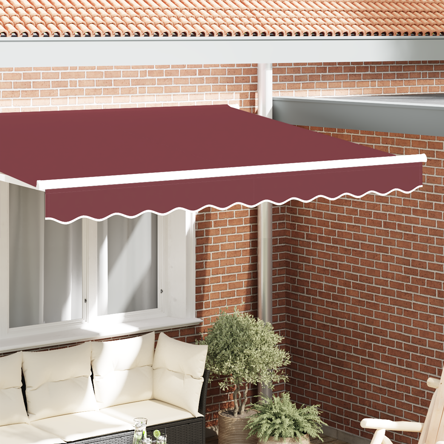 Awning Valance Replacement Burgundy Stripe 2.5 m Polyester