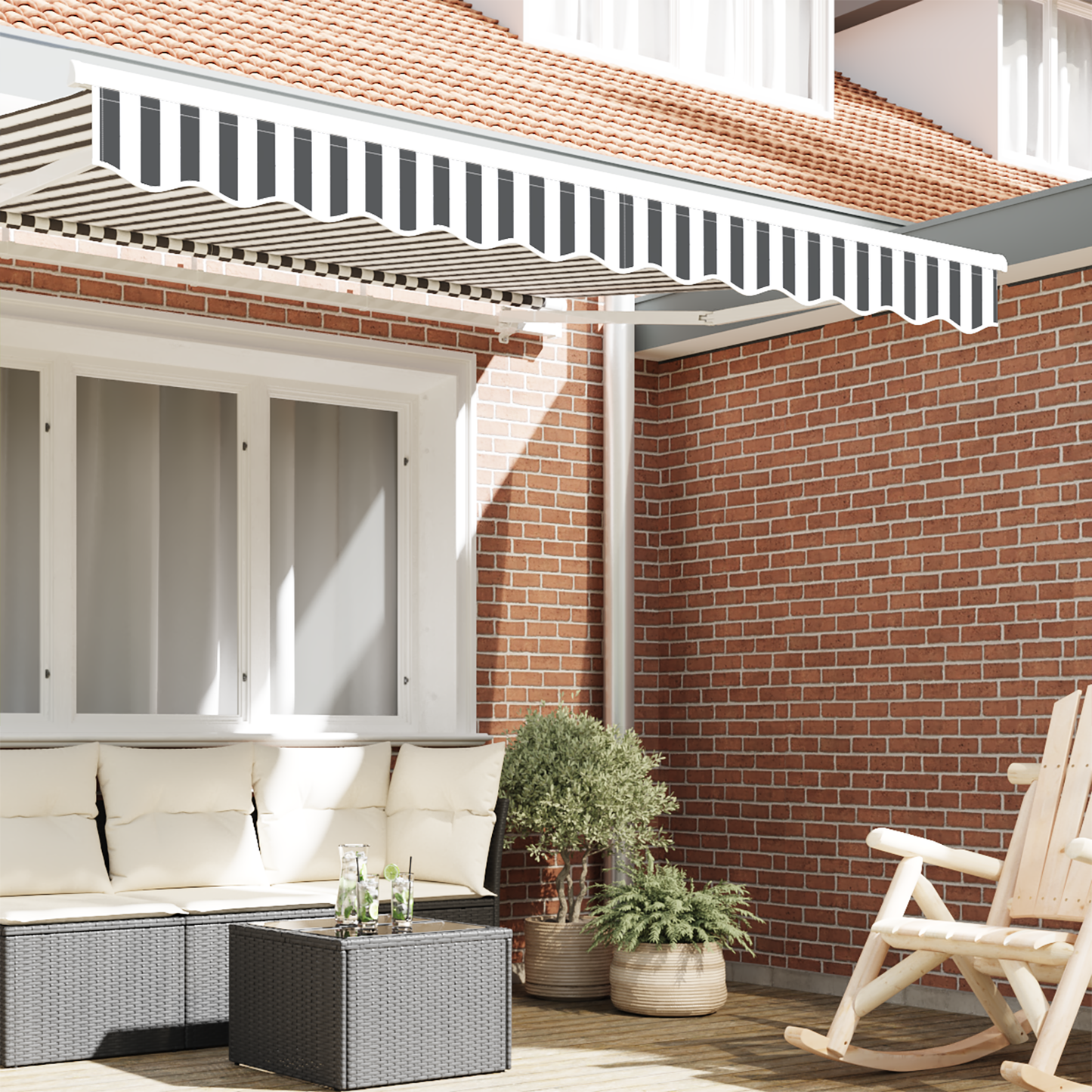 Awning Valance Replacement Anthracite and White 2.5 m Polyester