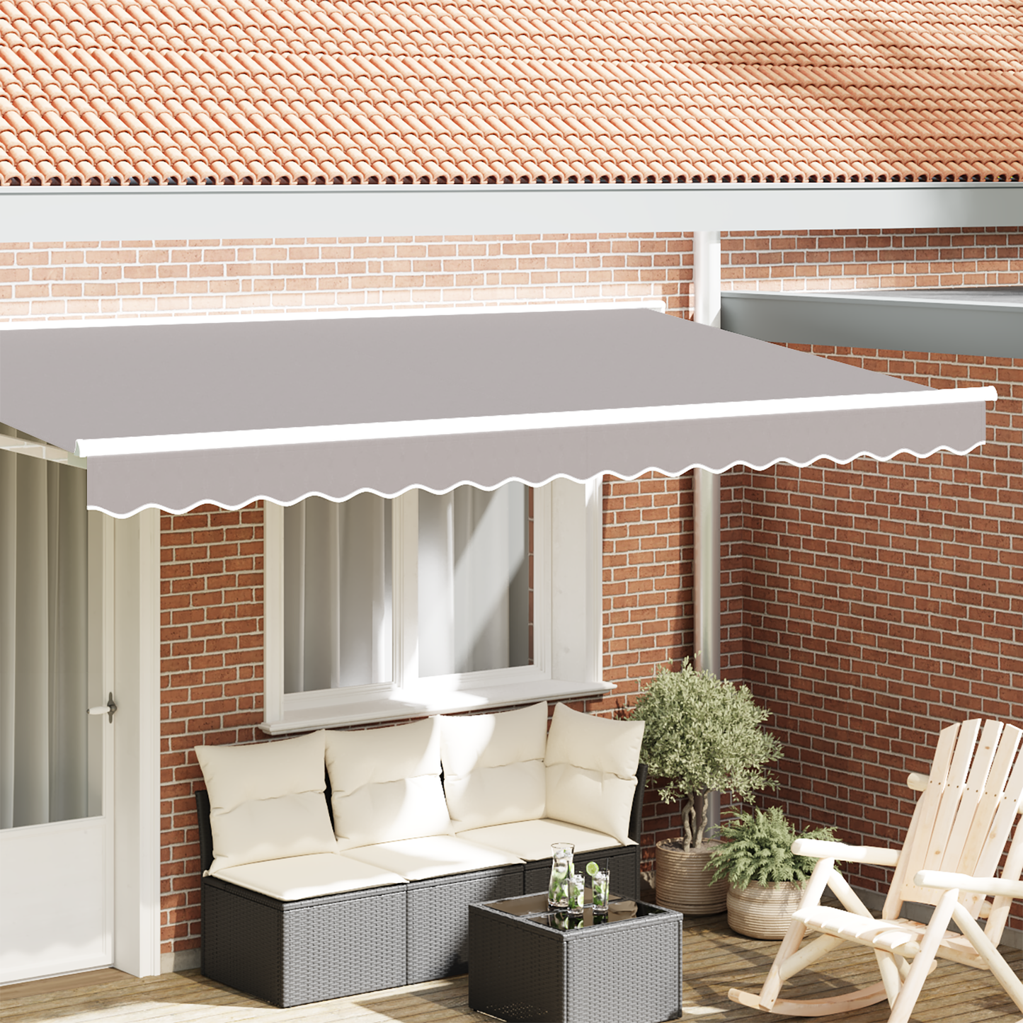 Awning Valance Replacement Light Grey 4 m Polyester