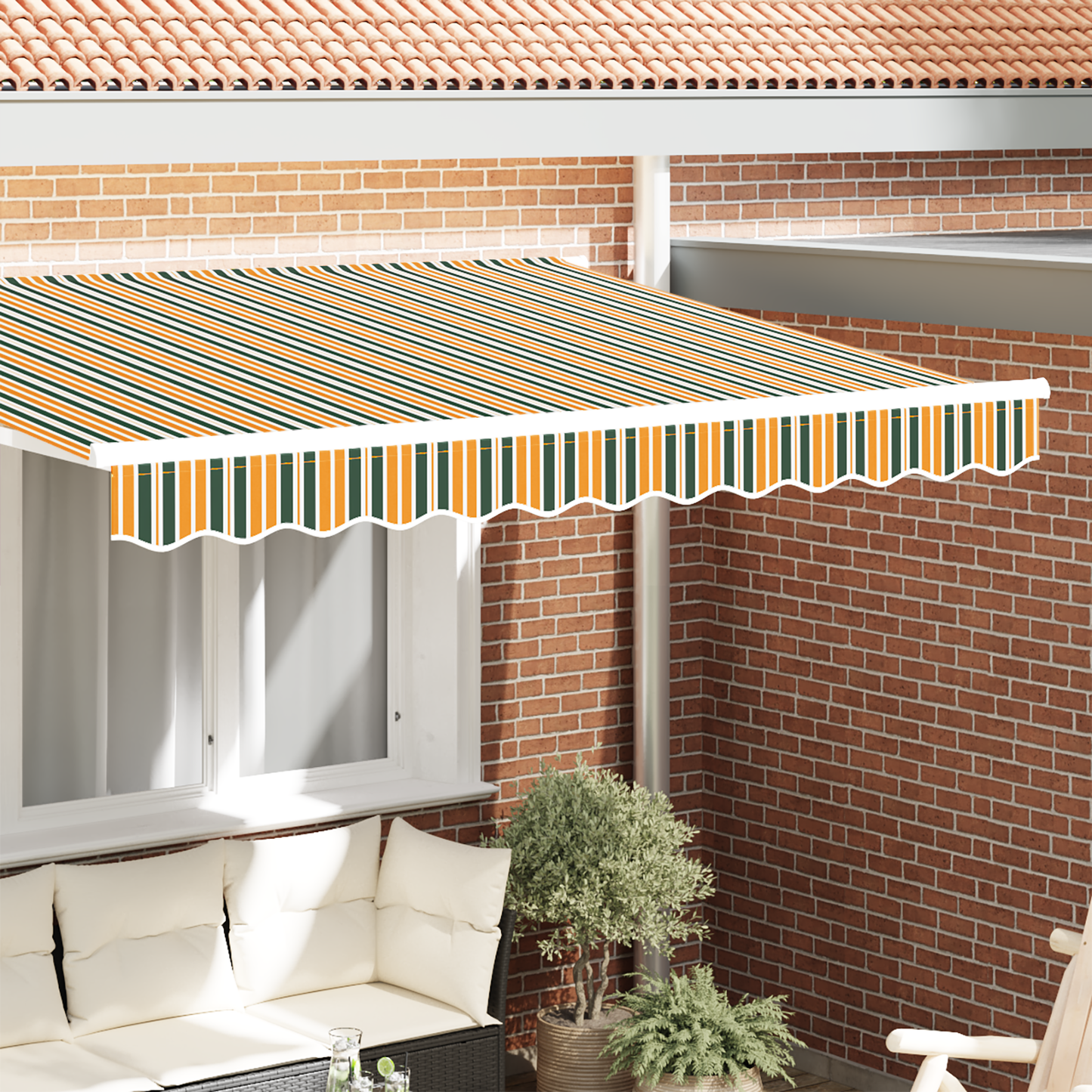 Awning Valance Replacement Green and yellow 3.5 m Polyester