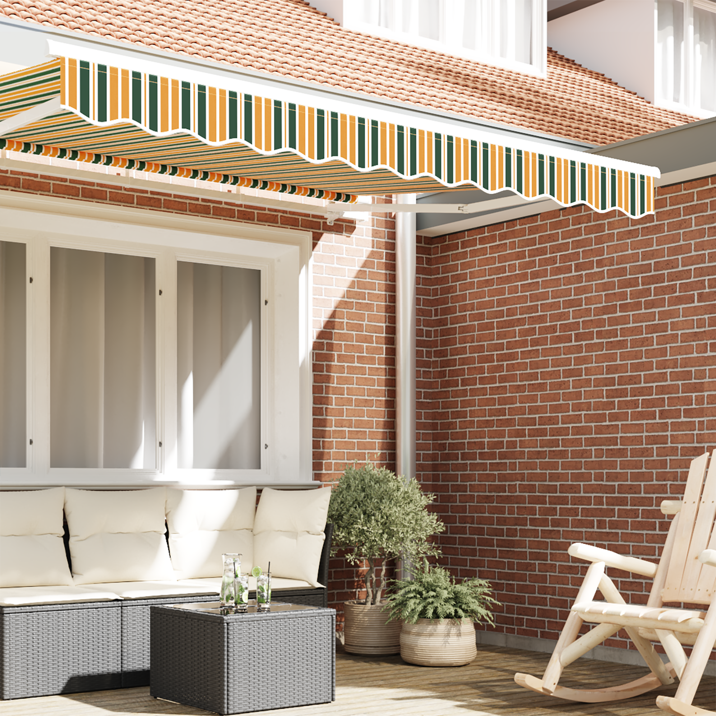 Awning Valance Replacement Green and yellow 3.5 m Polyester