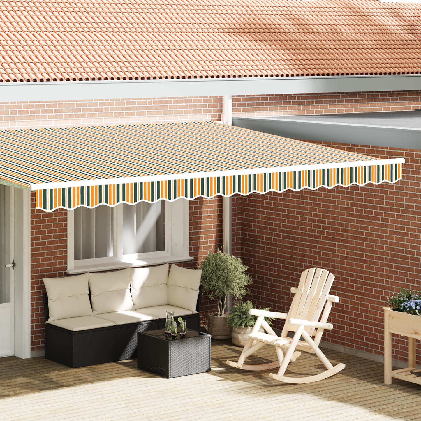 Awning Valance Replacement Green and yellow 4.5 m Polyester
