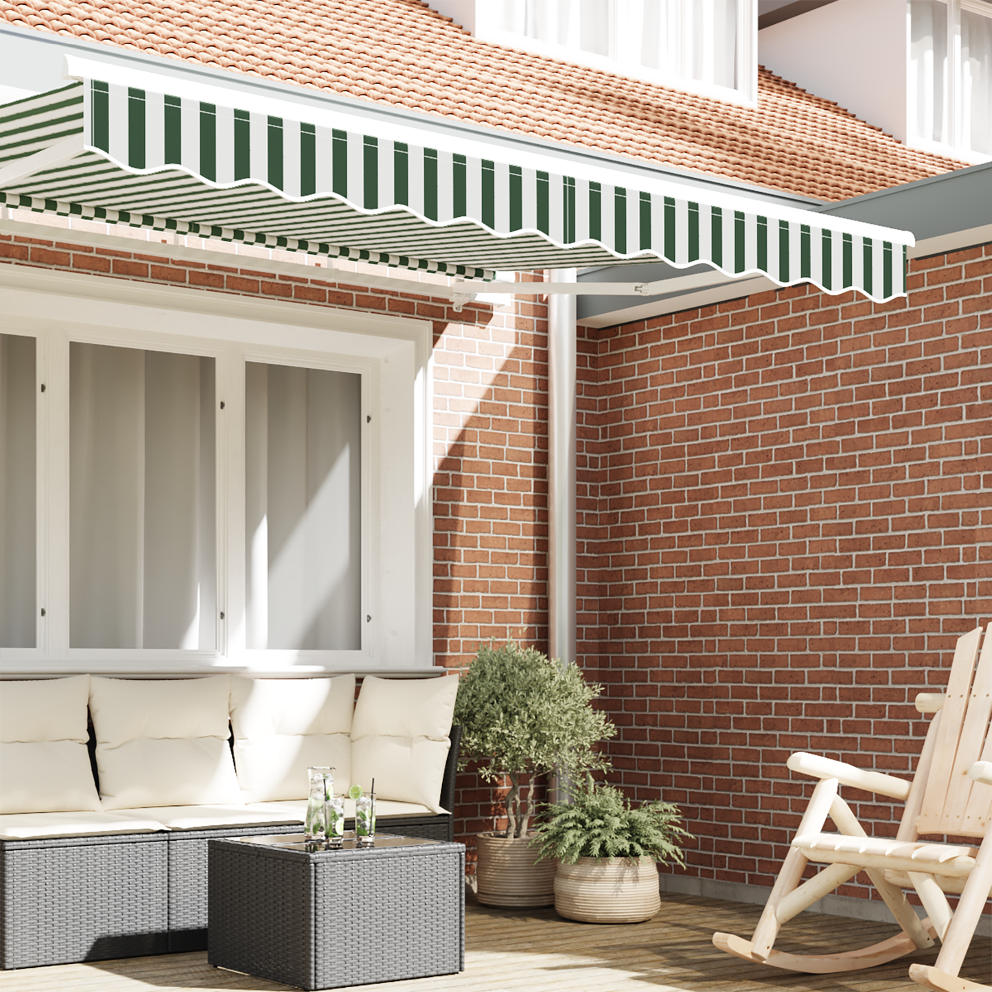 Awning Valance Replacement Green and White 2.5 m Polyester