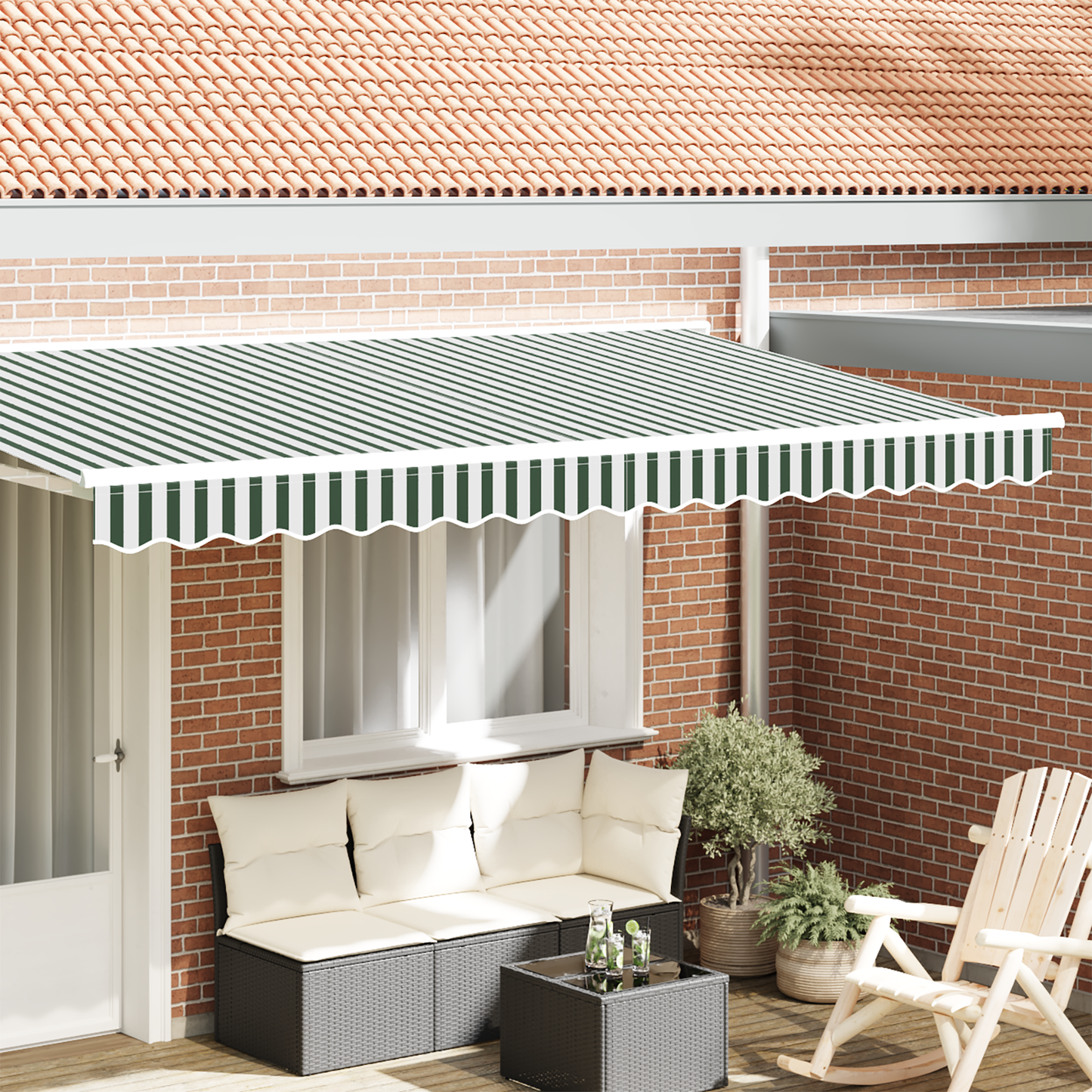 Awning Valance Replacement Green and White 4 m Polyester