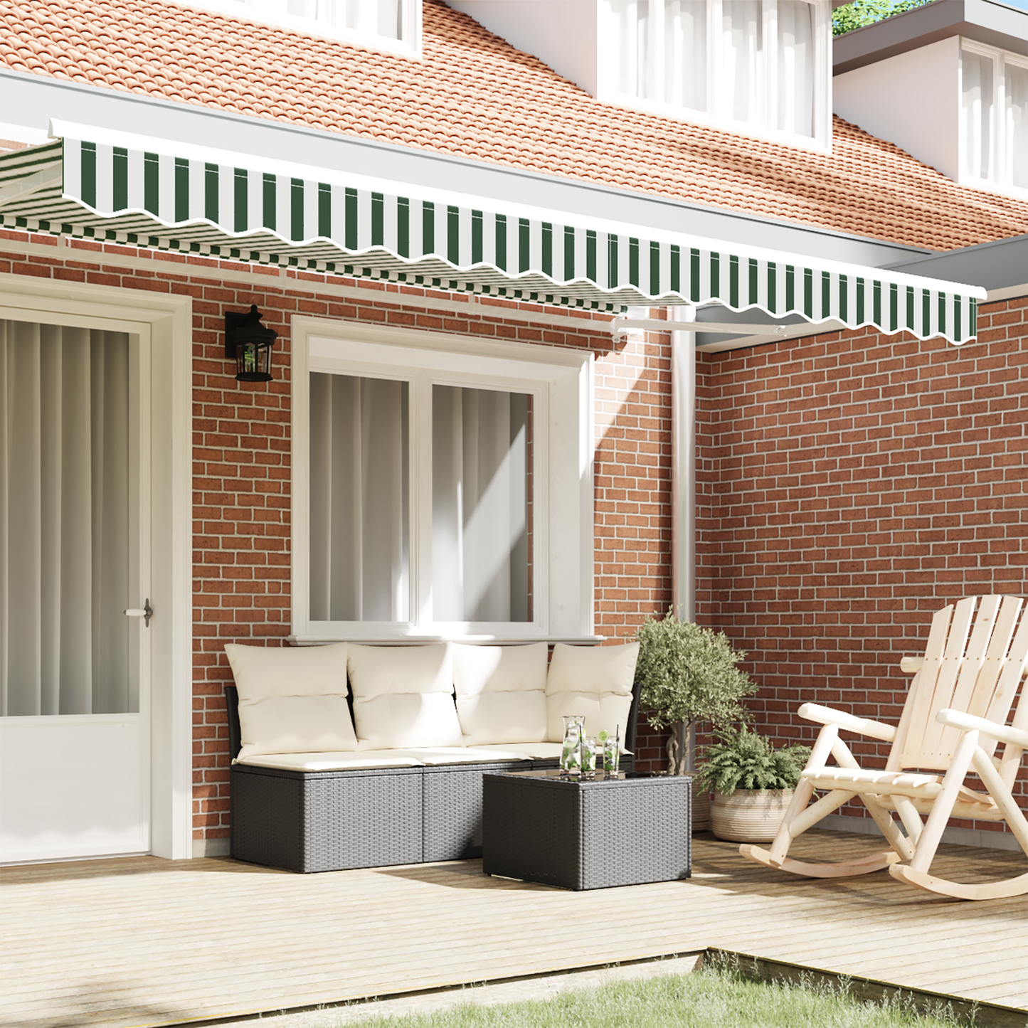 Awning Valance Replacement Green and White 4 m Polyester