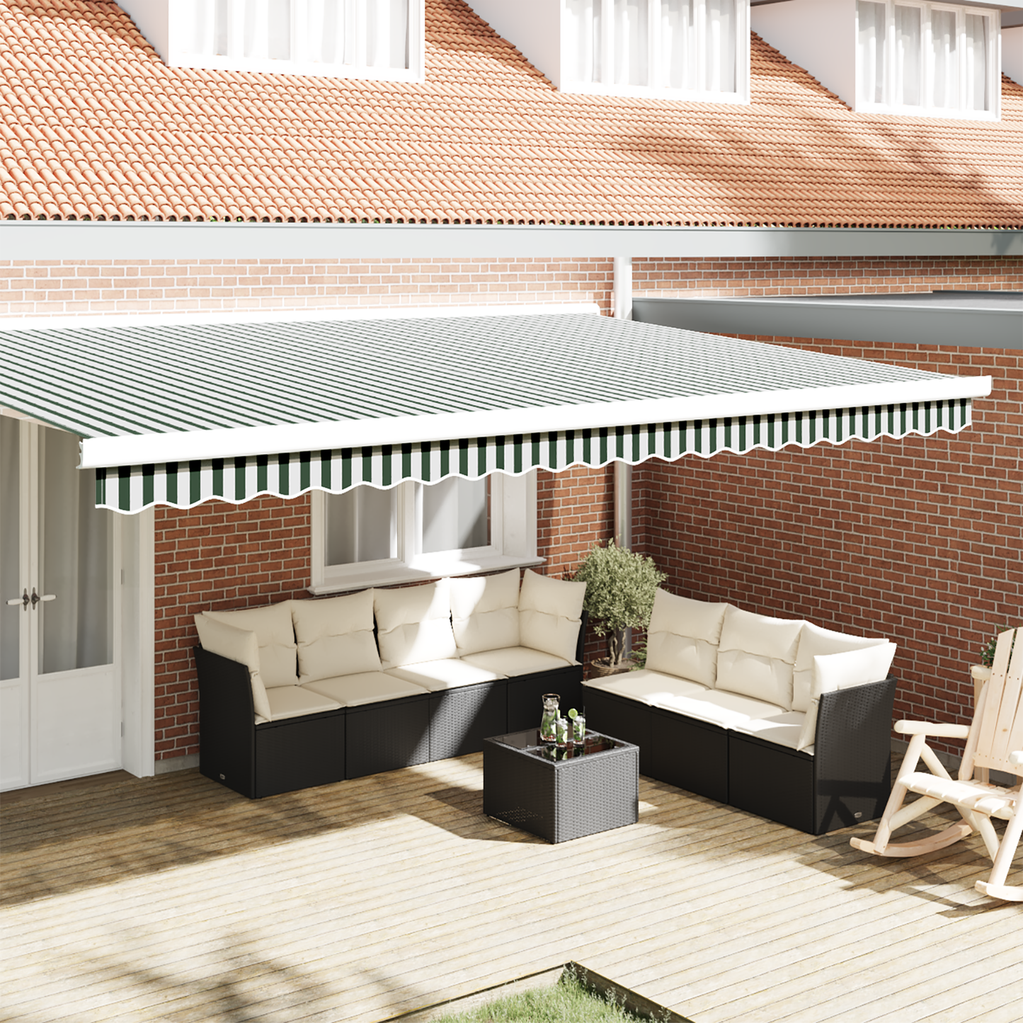 Awning Valance Replacement Green and White 480 x 20 cm