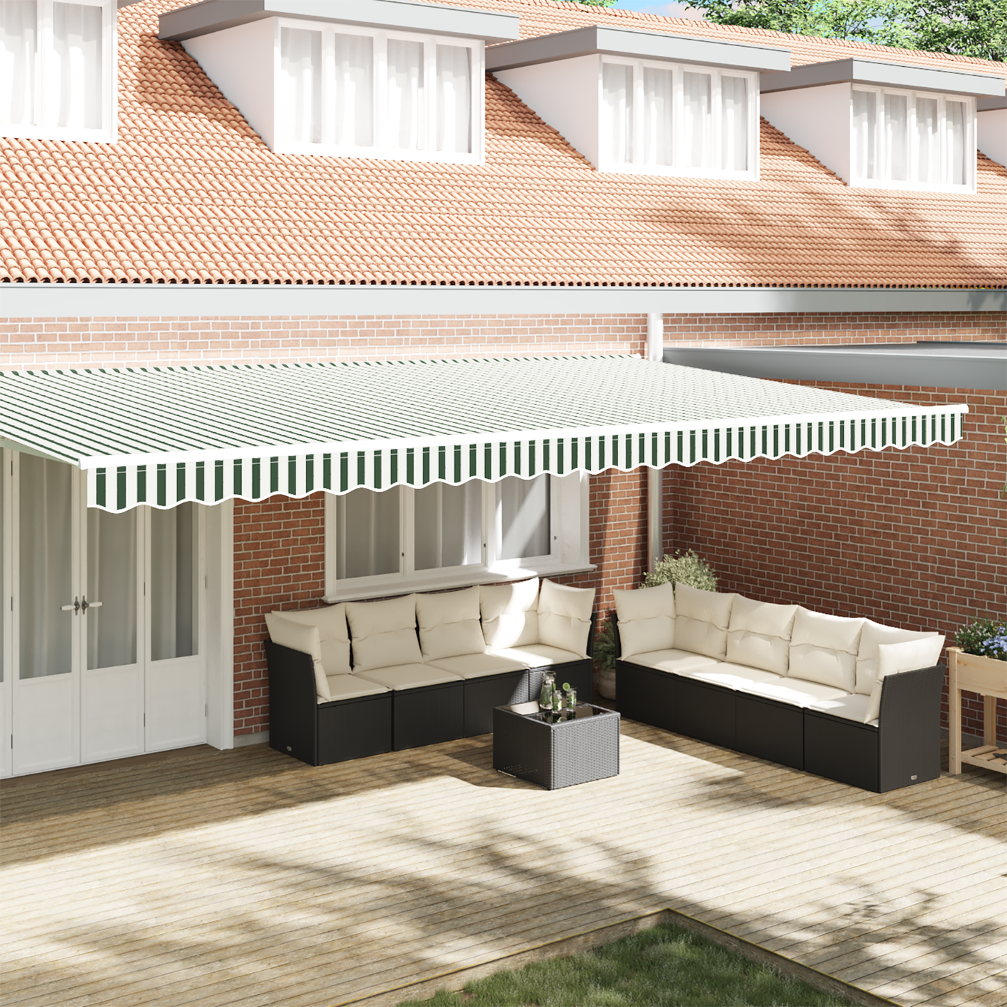Awning Valance Replacement Green and White 6 m Polyester