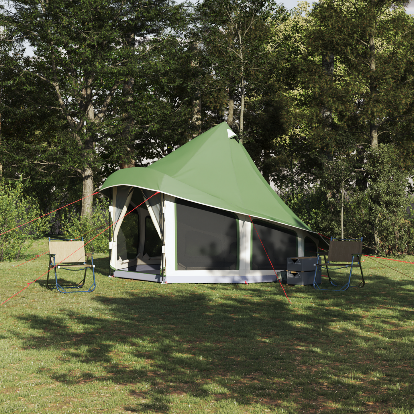 Tipi Tent with Roof Green 404 x 370 x 270 cm Taffeta
