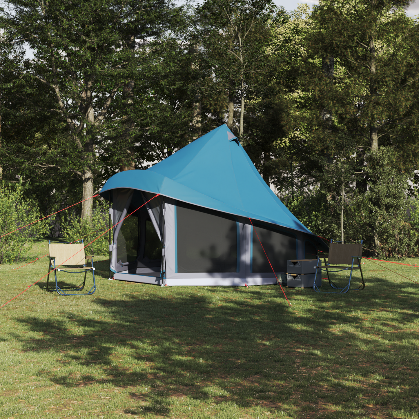 Tipi Tent with Roof Blue 404 x 370 x 270 cm Taffeta