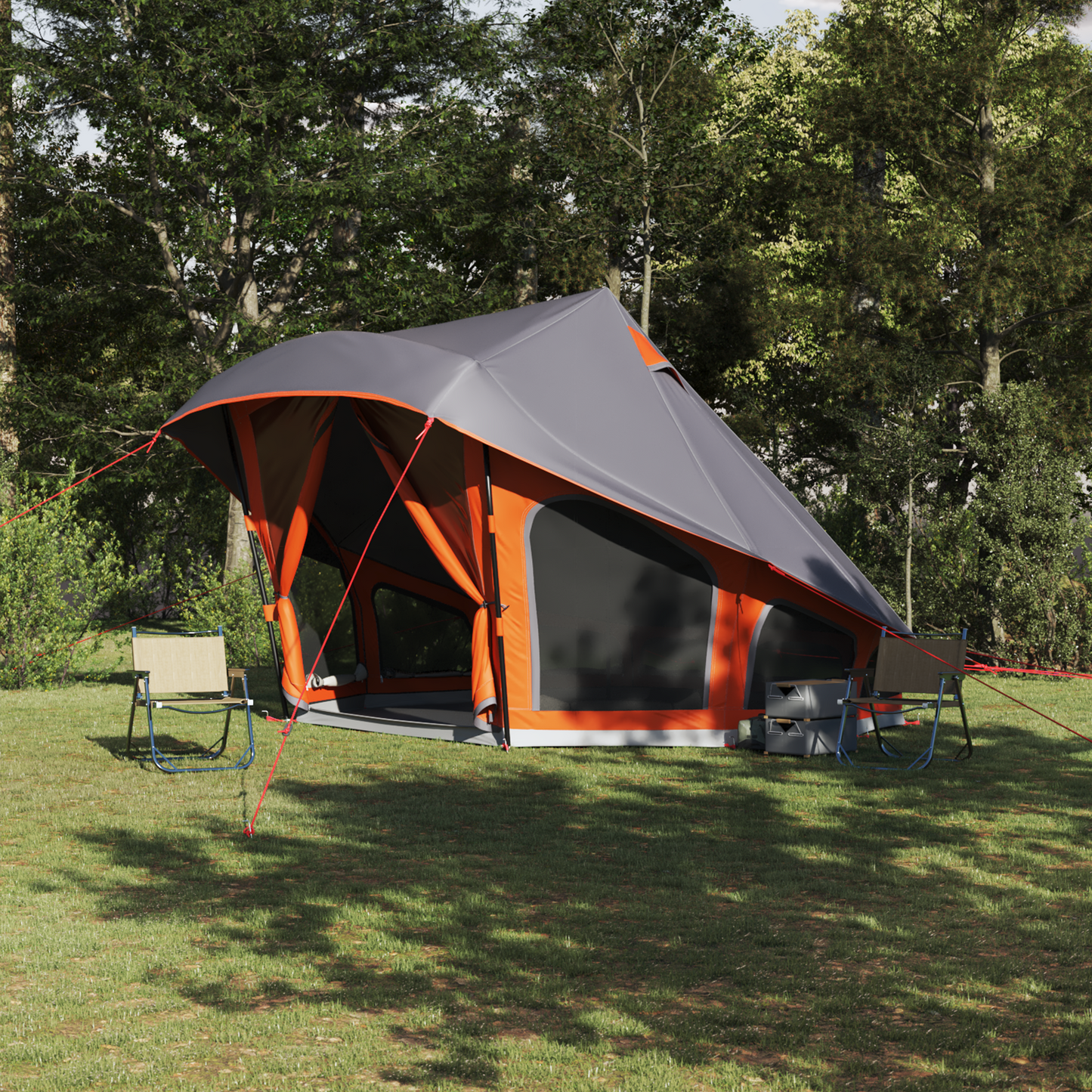 Tipi Tent with Roof Grey and Orange 508 x 470 x 300 cm Taffeta
