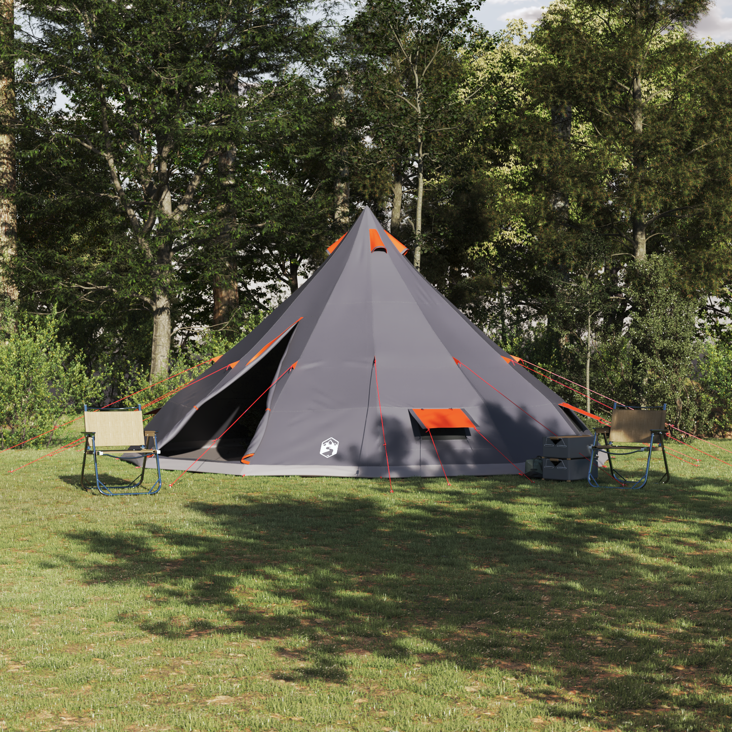 Tipi Tent with Roof Grey and Orange 560 x 560 x 300 cm Taffeta