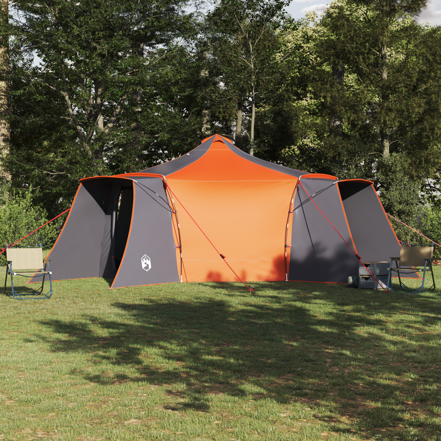 Tipi Tent with Roof Grey and Orange 492 x 492 x 275 cm Taffeta
