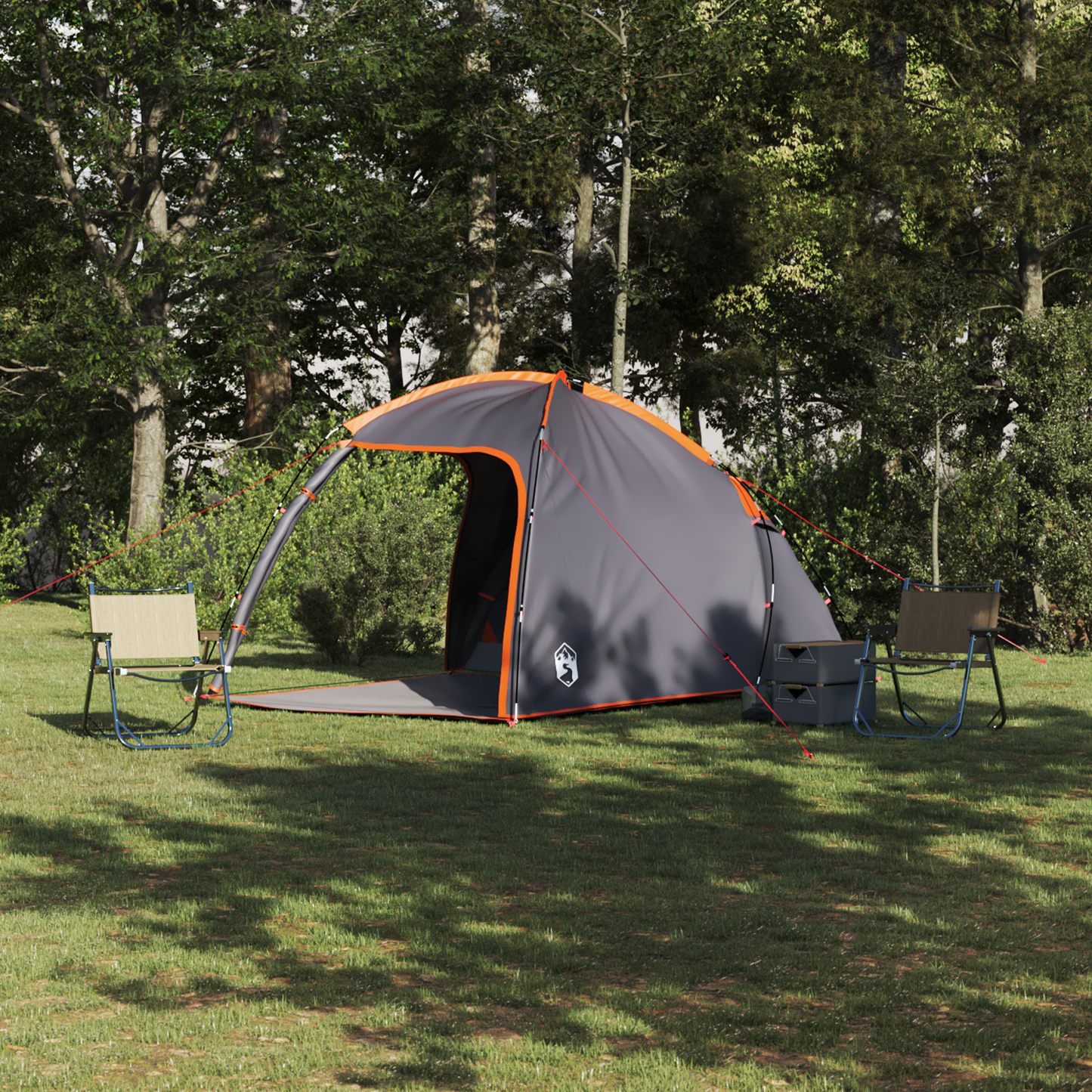 Cabin Tent with Roof Grey and Orange 370 x 230 x 185 cm Taffeta