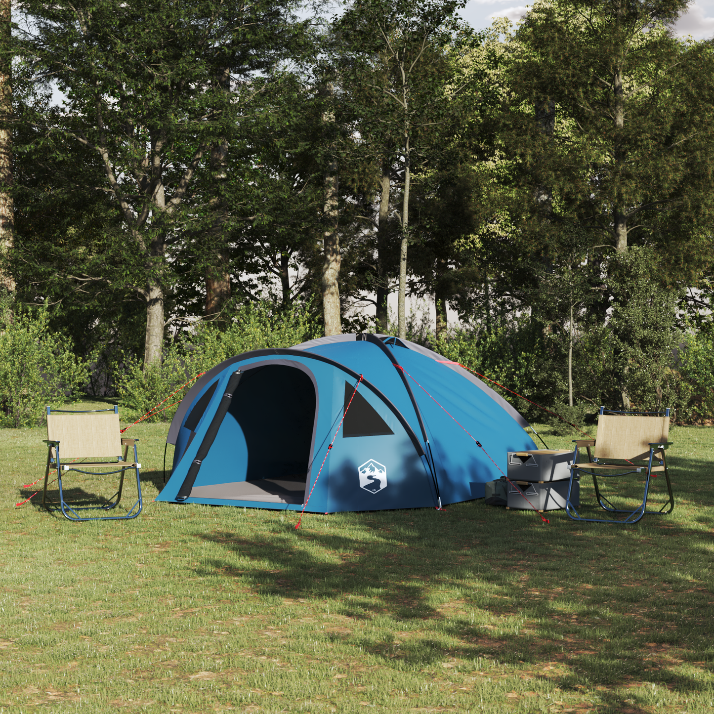 Dome Tent 4-Person 308 x 268 x 130 cm Waterproof Blue Taffeta