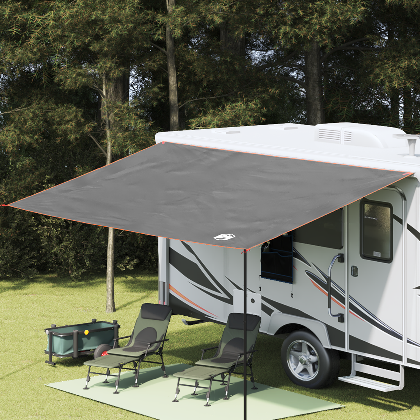 Water Resistant Tarp -Person 240 x 460 cm Grey and Orange