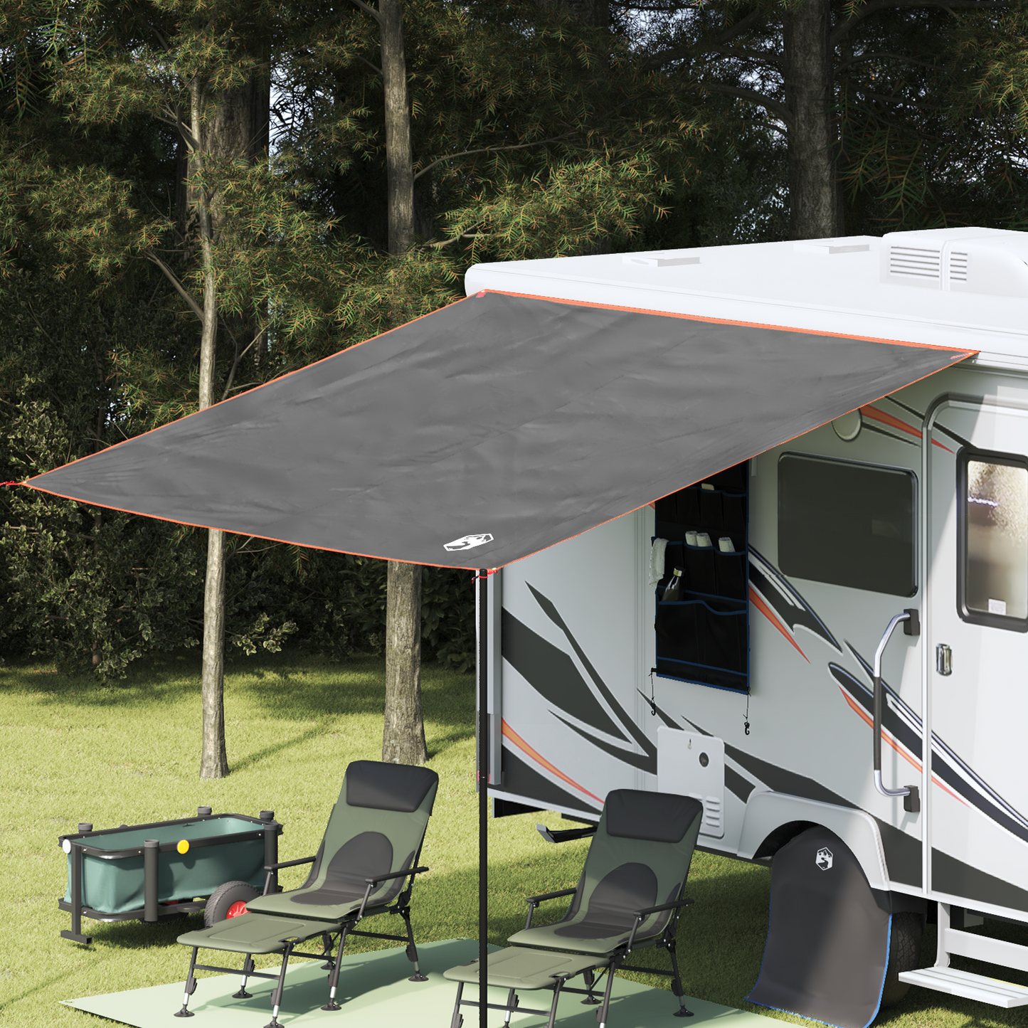 Caravan Awning -Person 240 x 300 cm Grey and Orange Taffeta