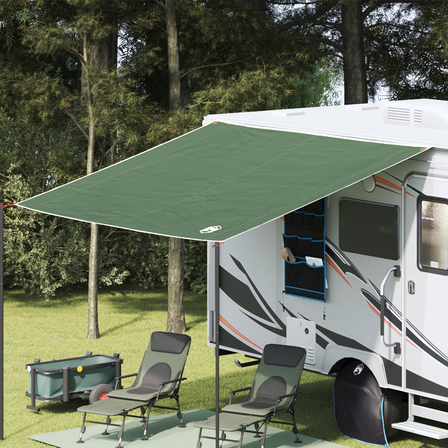 Caravan Awning -Person 240 x 350 cm Waterproof Green Taffeta