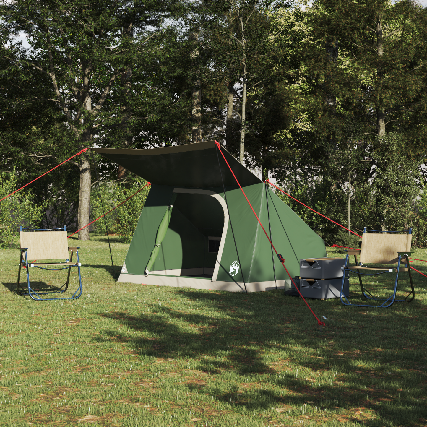Camping Tent with Roof Green 282 x 225 x 154 cm Taffeta