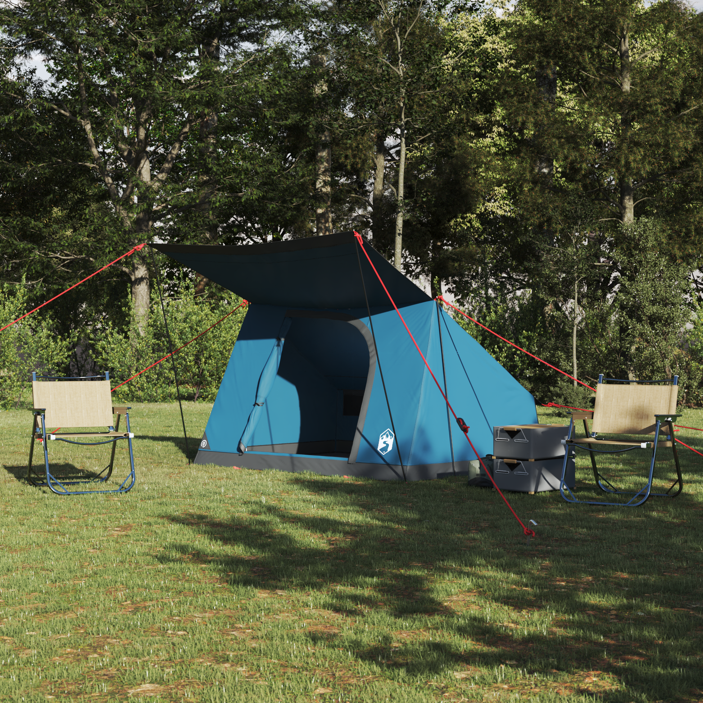 Camping Tent with Roof Blue 223 x 163 x 130 cm Taffeta