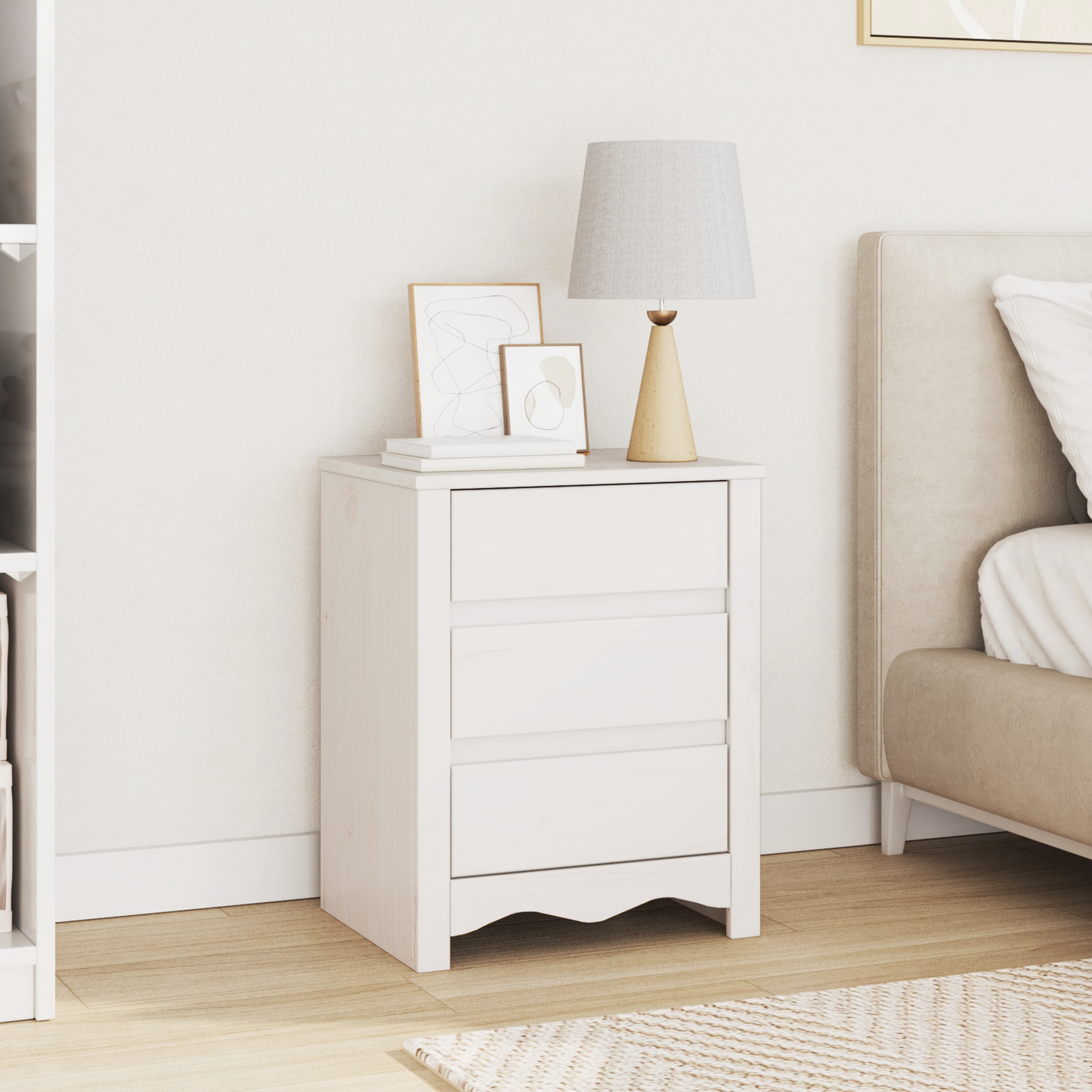 Coffee Table Drammen White 45 x 35 x 56 cm Solid Pine Wood