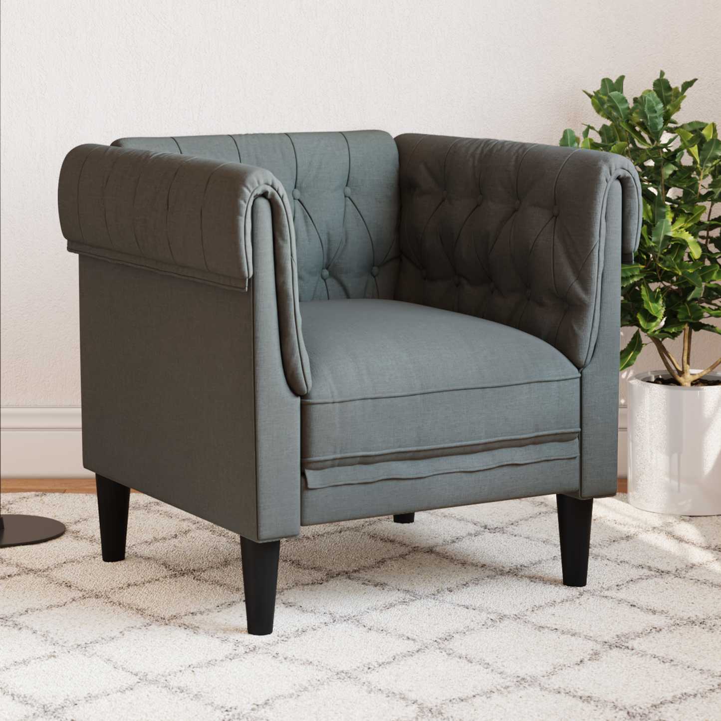 Sofa Dark Grey 78.5 x 74.5 x 74.5 cm Polyester