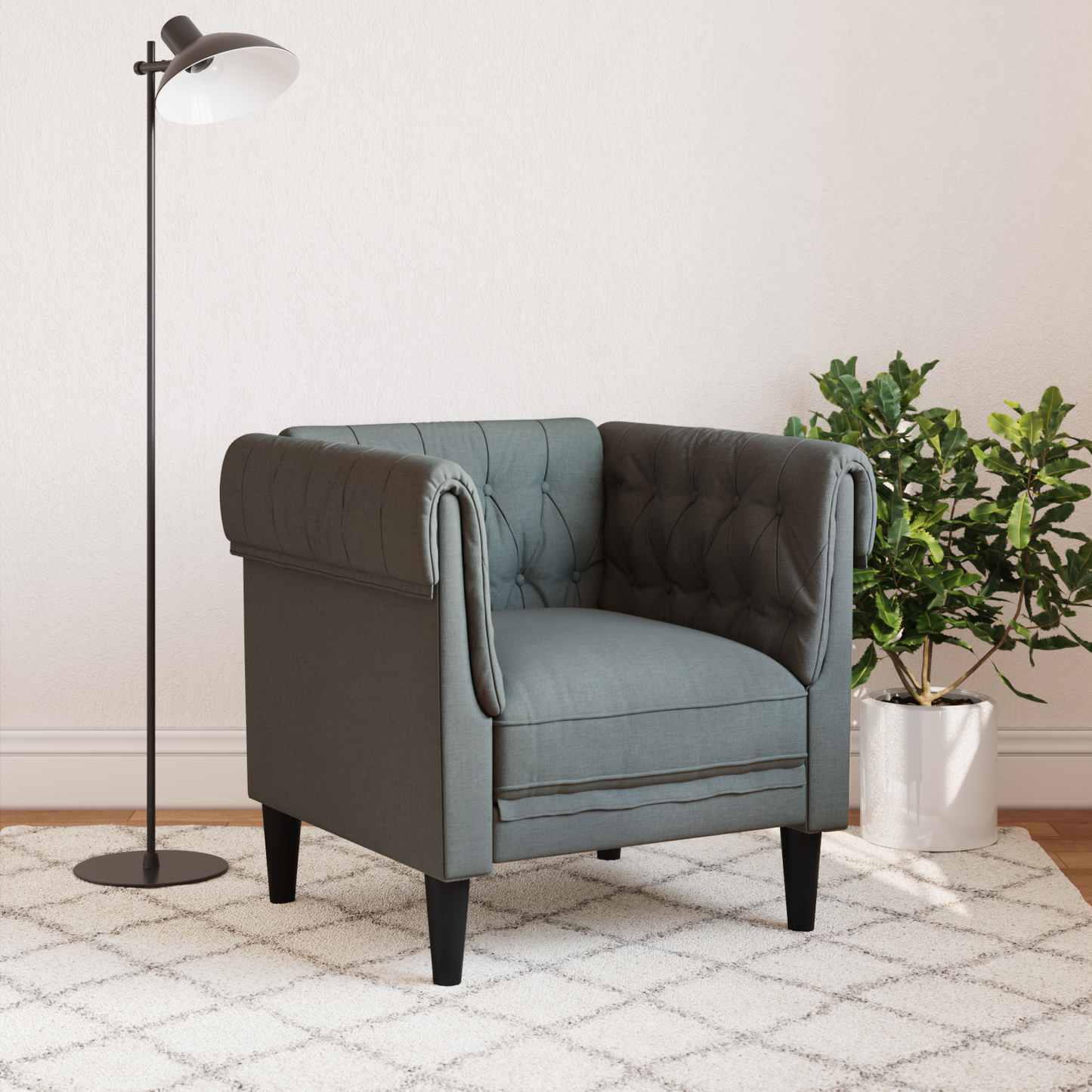 Sofa Dark Grey 78.5 x 74.5 x 74.5 cm Polyester