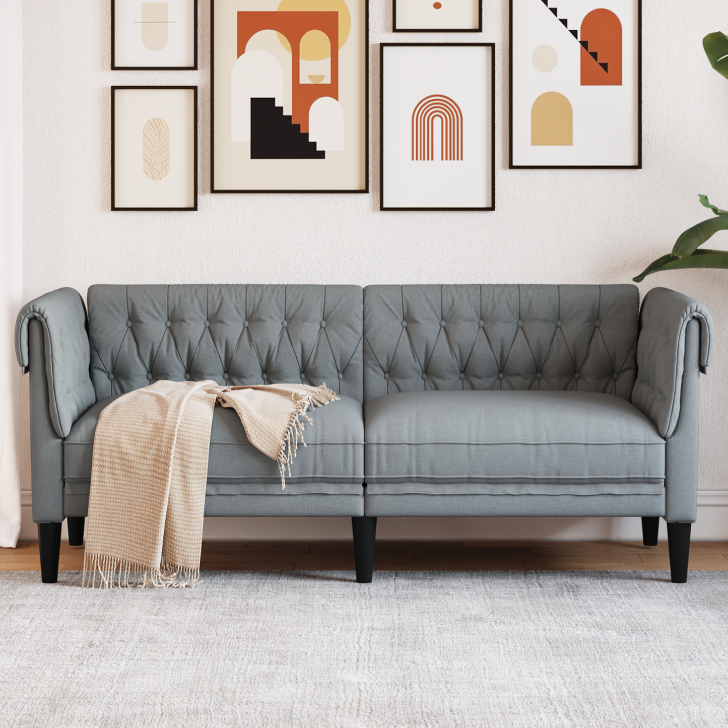 Sofa Light Grey 182.5 x 74.5 x 74.5 cm Polyester