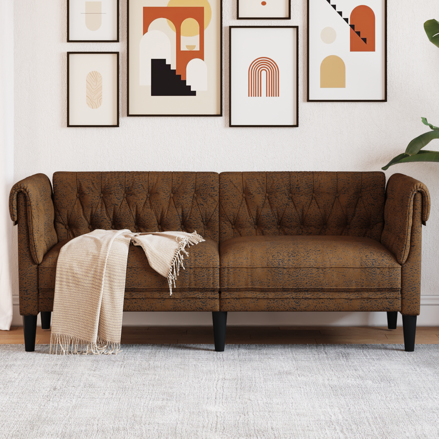 Sofa Brown 182.5 x 74.5 x 74.5 cm Polyester