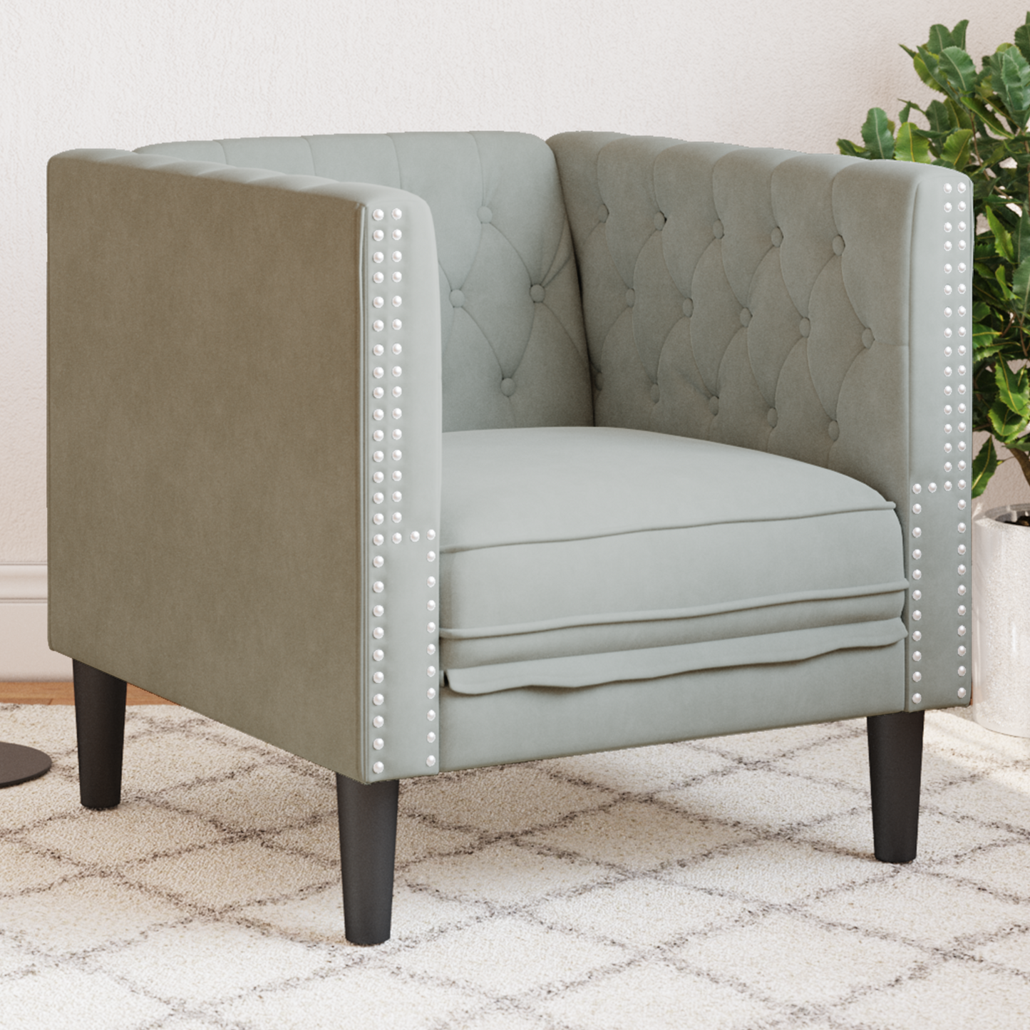 Sofa Light Grey 74.5 x 71 x 70.5 cm Velvet