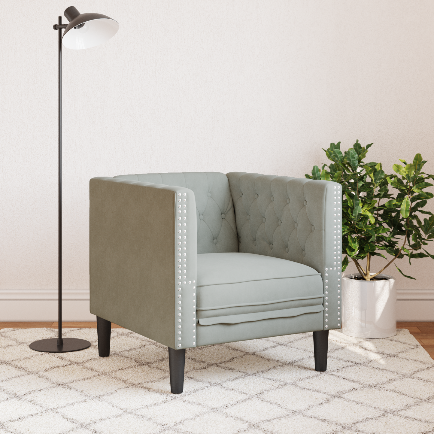 Sofa Light Grey 74.5 x 71 x 70.5 cm Velvet