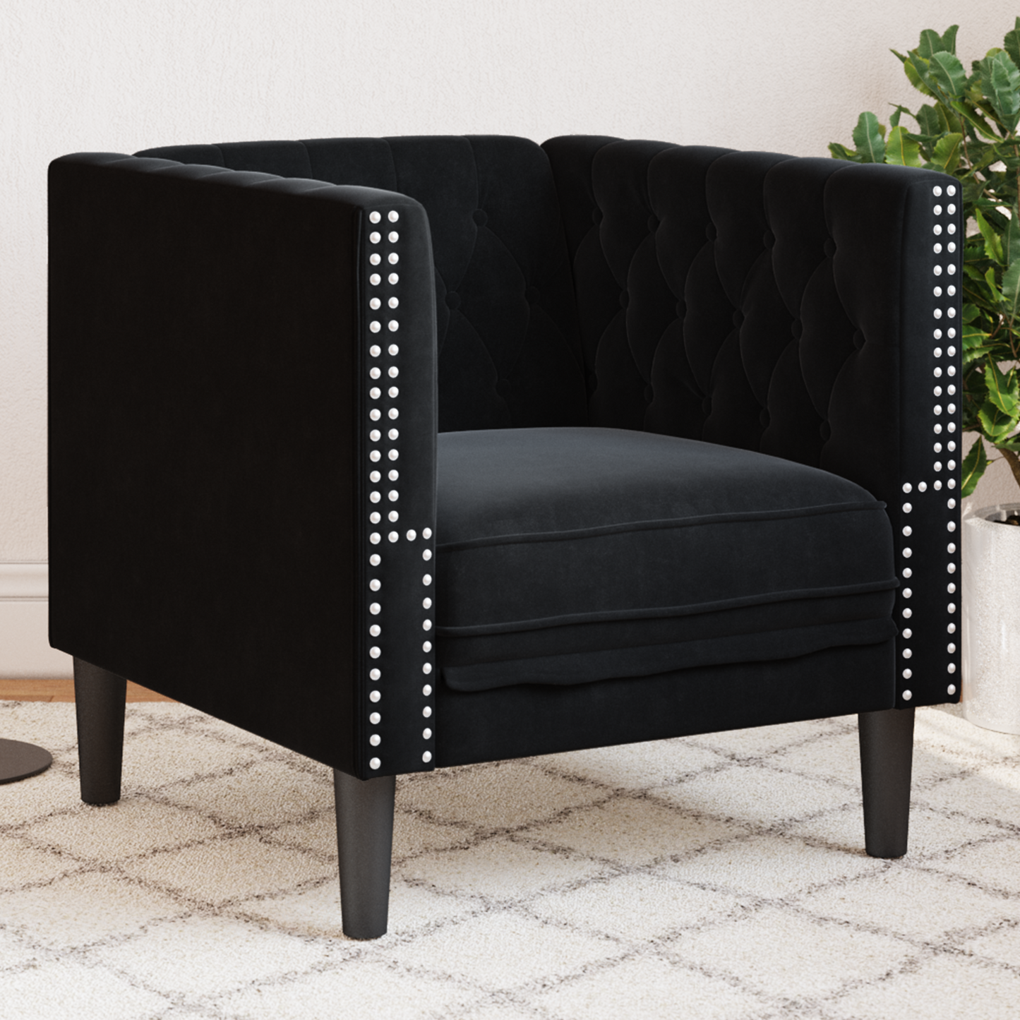 Sofa Black 74.5 x 71 x 70.5 cm Velvet