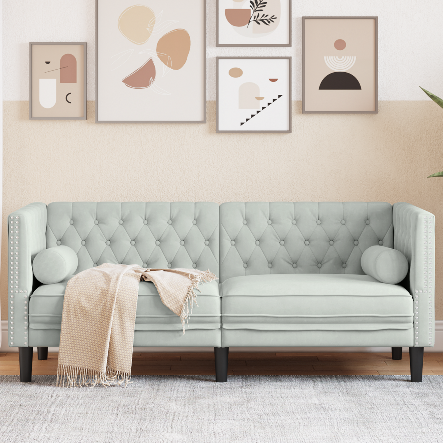 Sofa Light Grey 174 x 74.5 x 70.5 cm Velvet