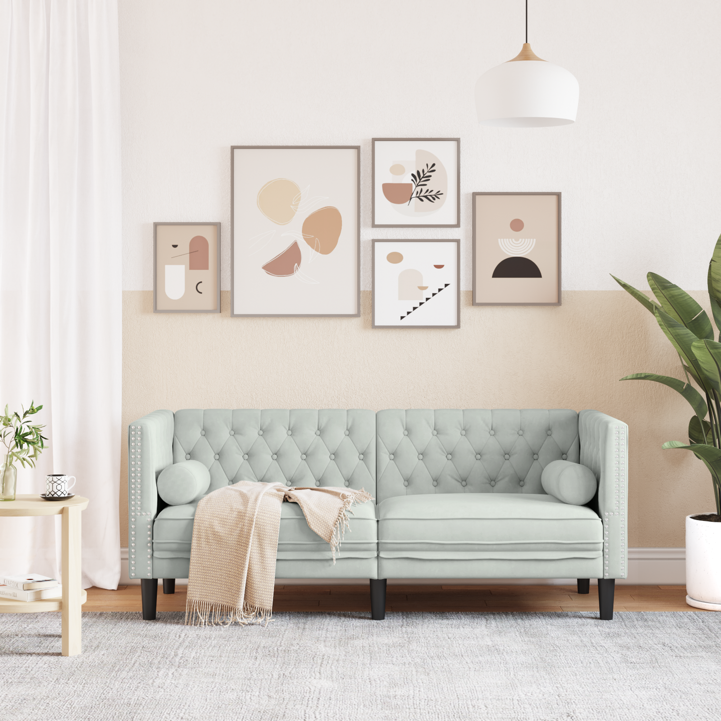 Sofa Light Grey 174 x 74.5 x 70.5 cm Velvet