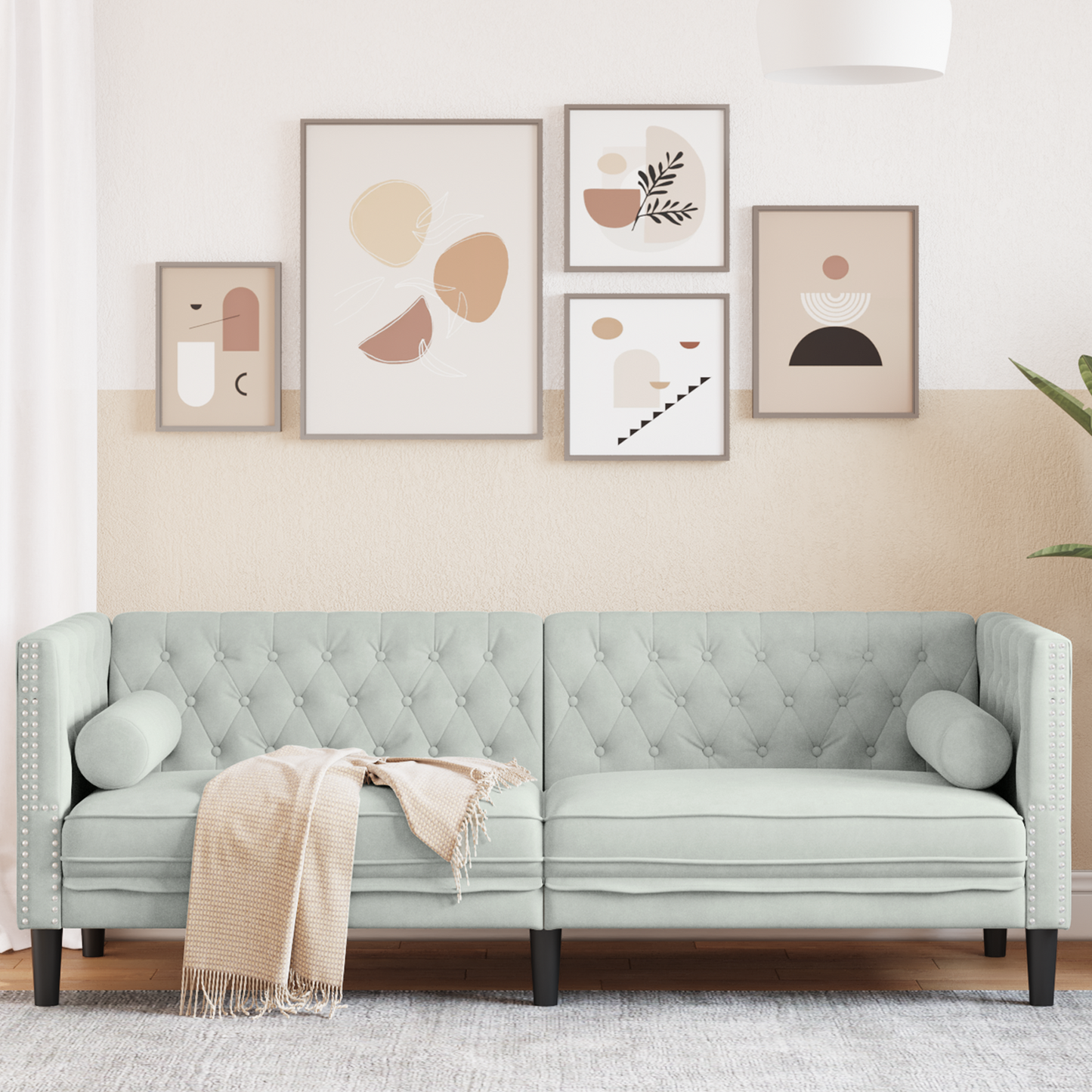 Sofa Light Grey 194 x 74.5 x 70.5 cm Velvet