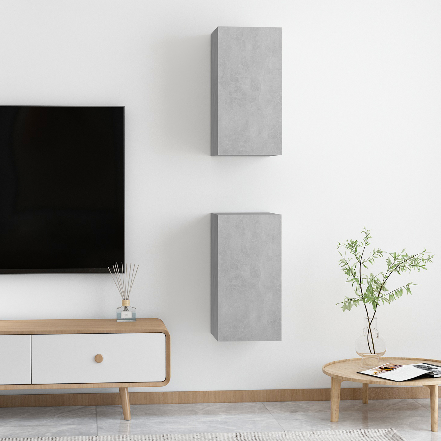 Wall TV Cabinet 2 pcs Concrete Grey 31 x 30 x 60 cm