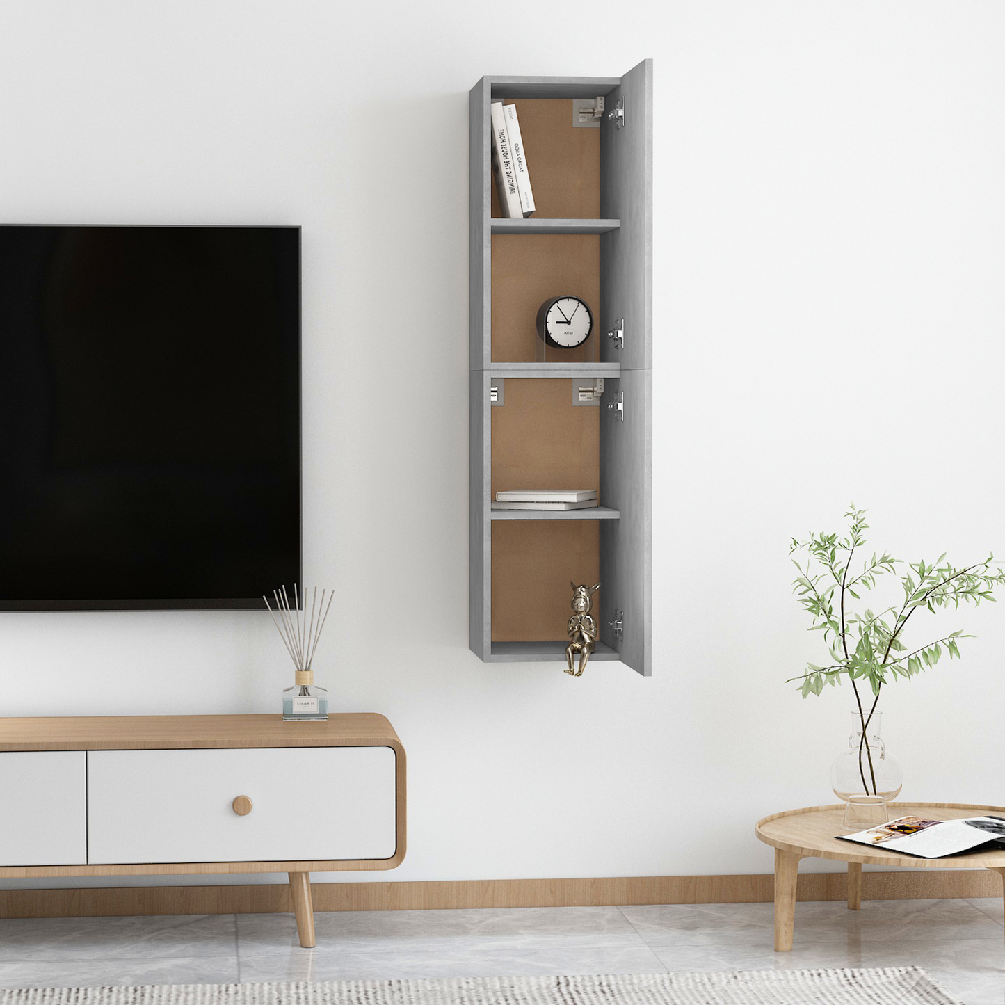 2 pcs Concrete Grey Engineered Wood