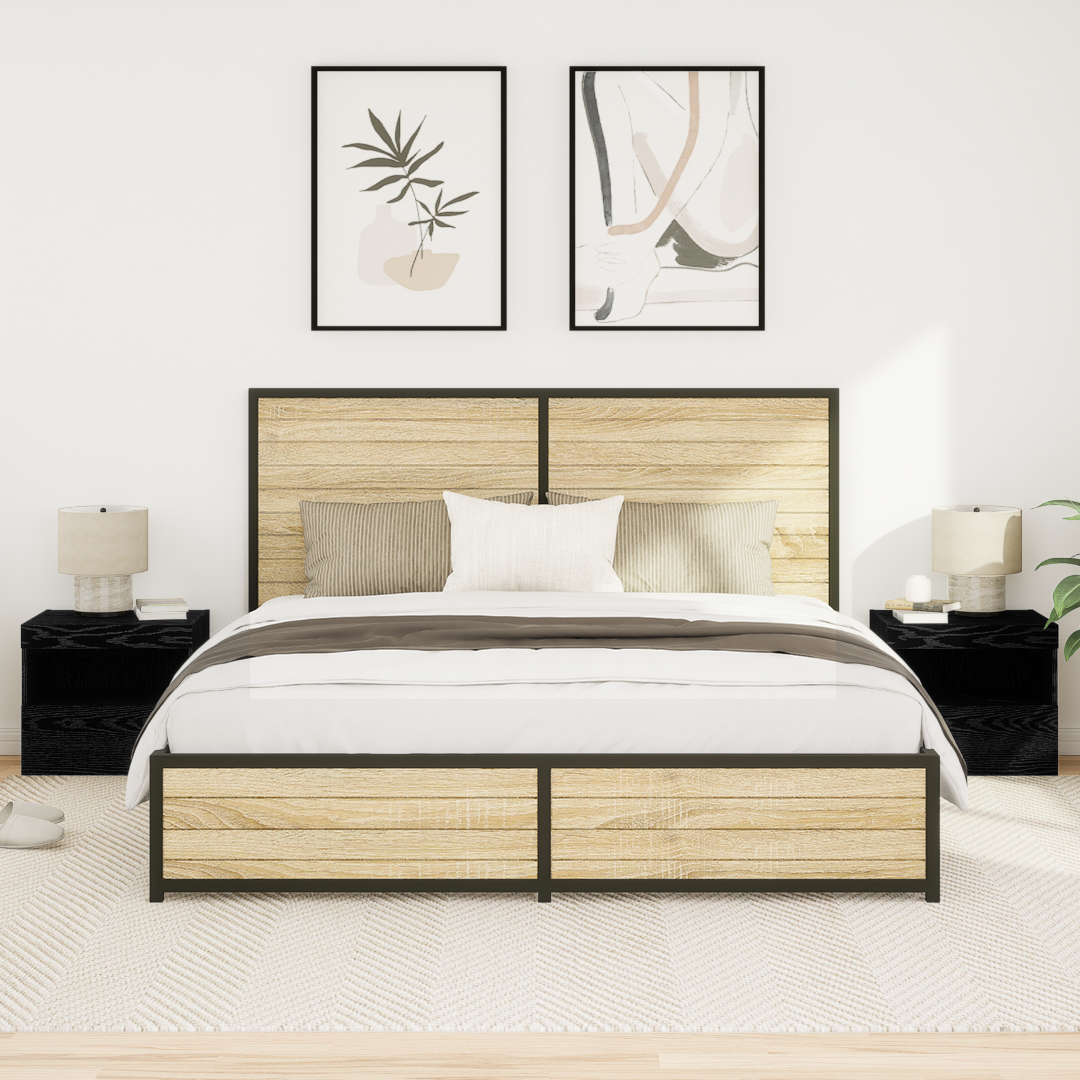 Bedside Cabinet 2 pcs Black Oak 50 x 40 x 45 cm Engineered Wood
